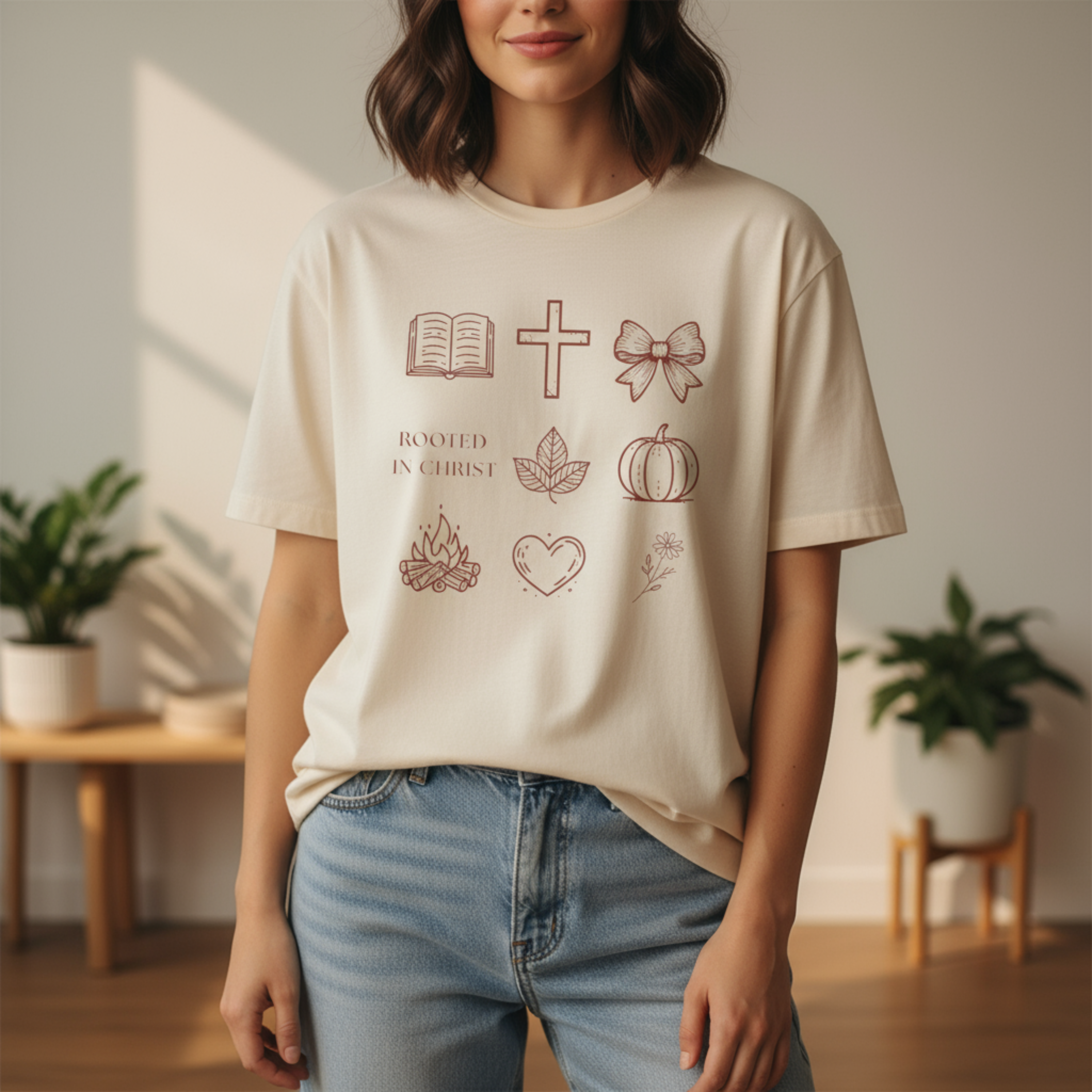 Rooted In Christ Woman Tee product thumbnail image Rooted In Christ Woman Tee product thumbnail image