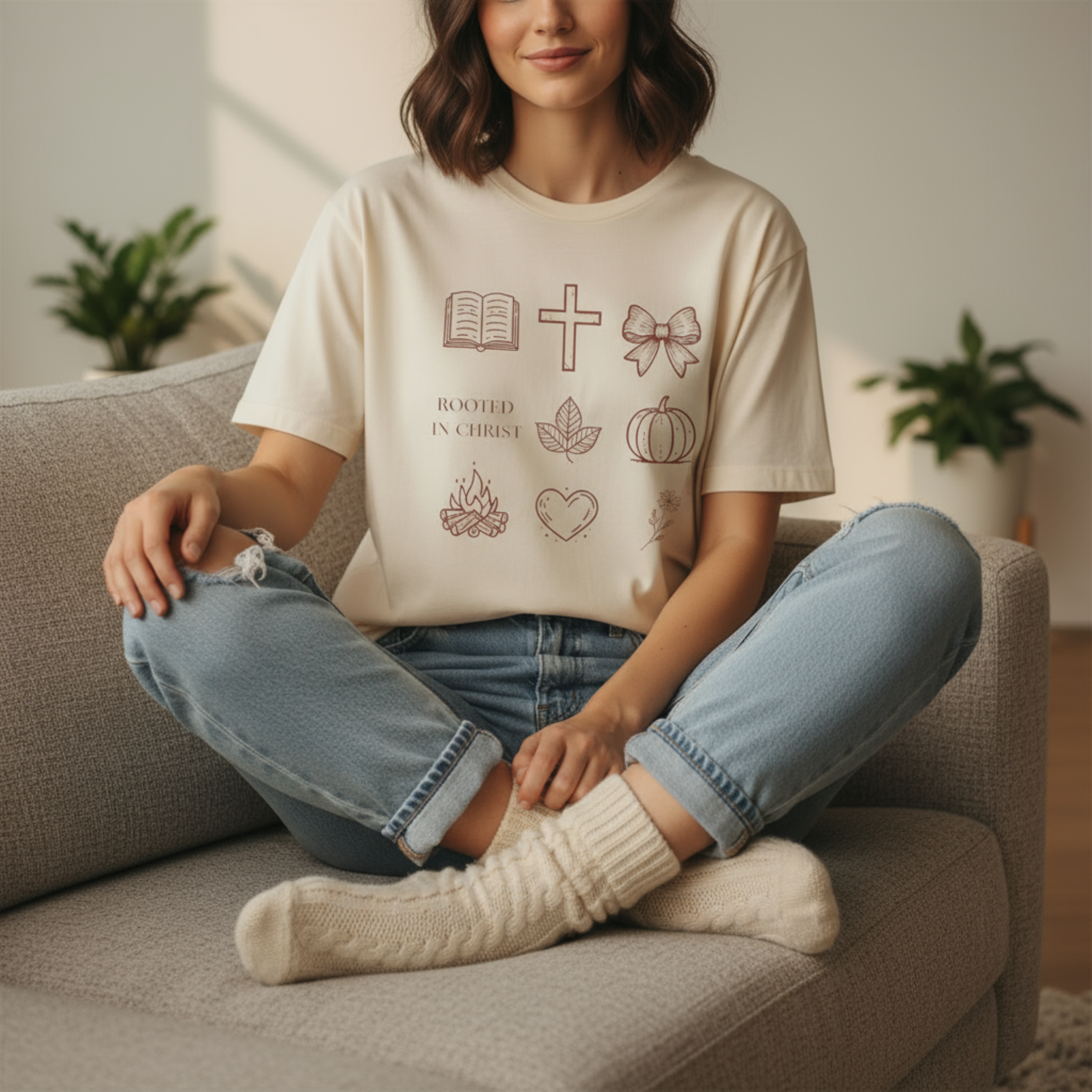Rooted In Christ Woman Tee product thumbnail image Rooted In Christ Woman Tee product thumbnail image