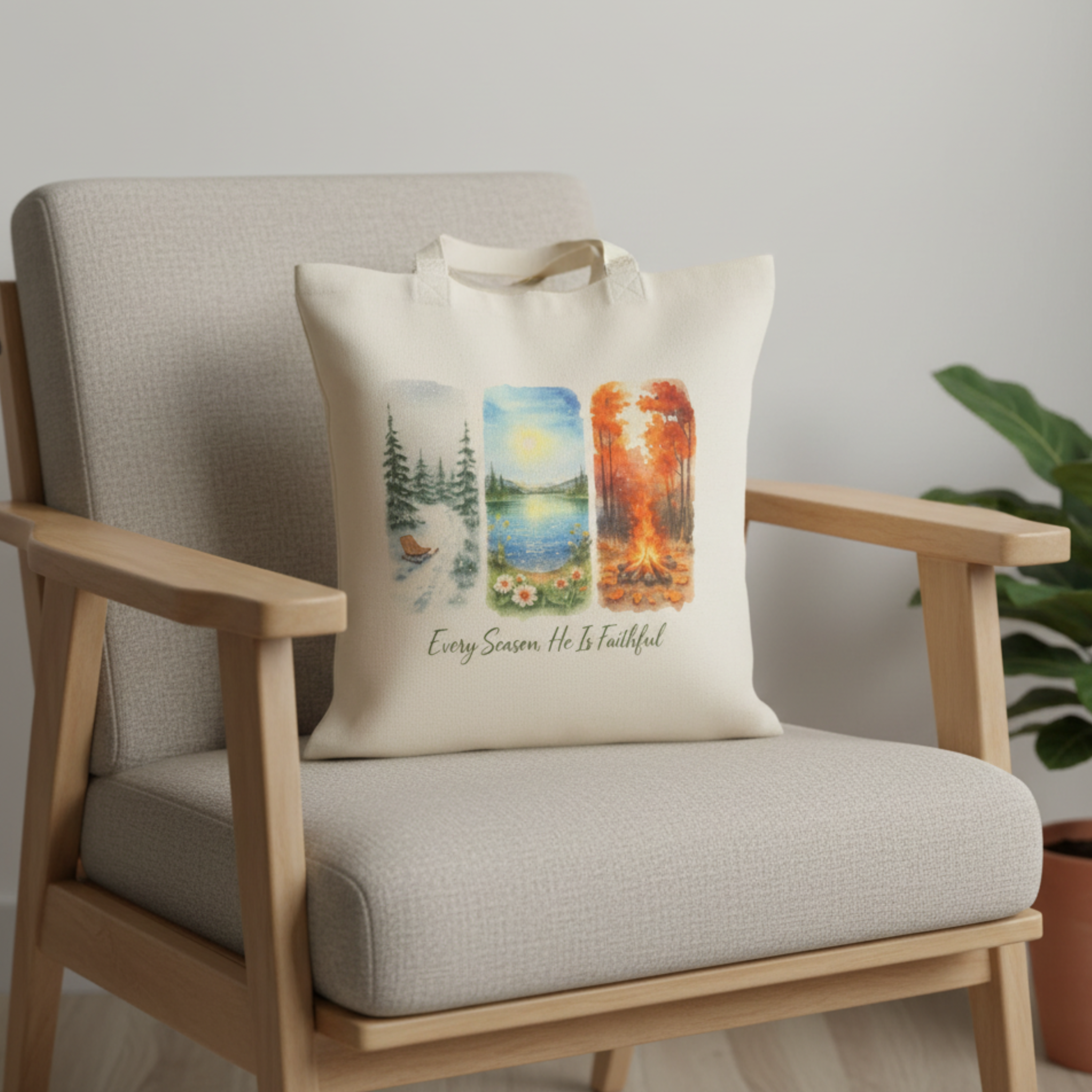 Canvas Tote Bag - Every Season He Is Faithful product thumbnail image Canvas Tote Bag - Every Season He Is Faithful product thumbnail image