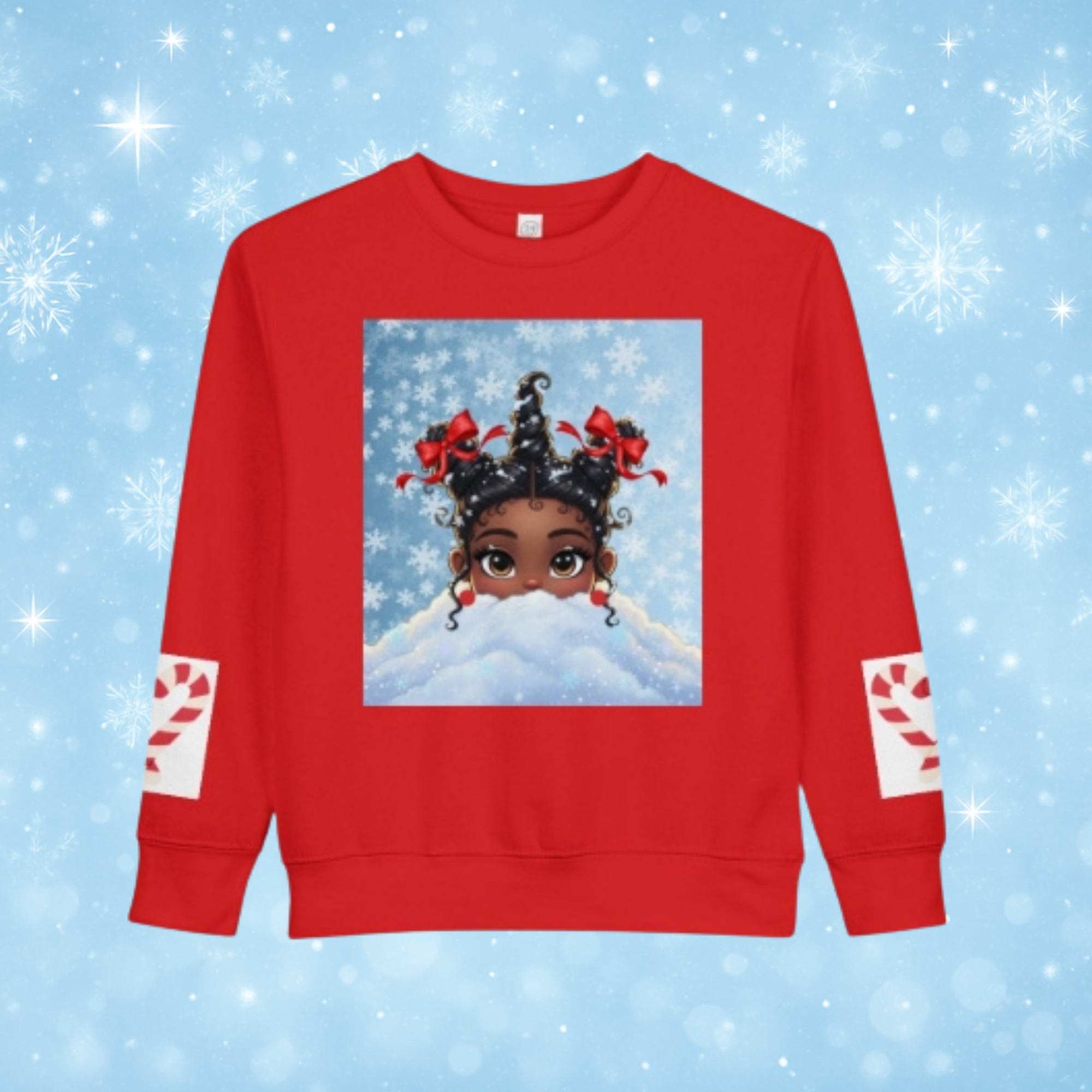 Toddler Sweatshirt "Sweetest Present Under the Tree" Holiday Sweatshirt with Cute Snow Peek Design