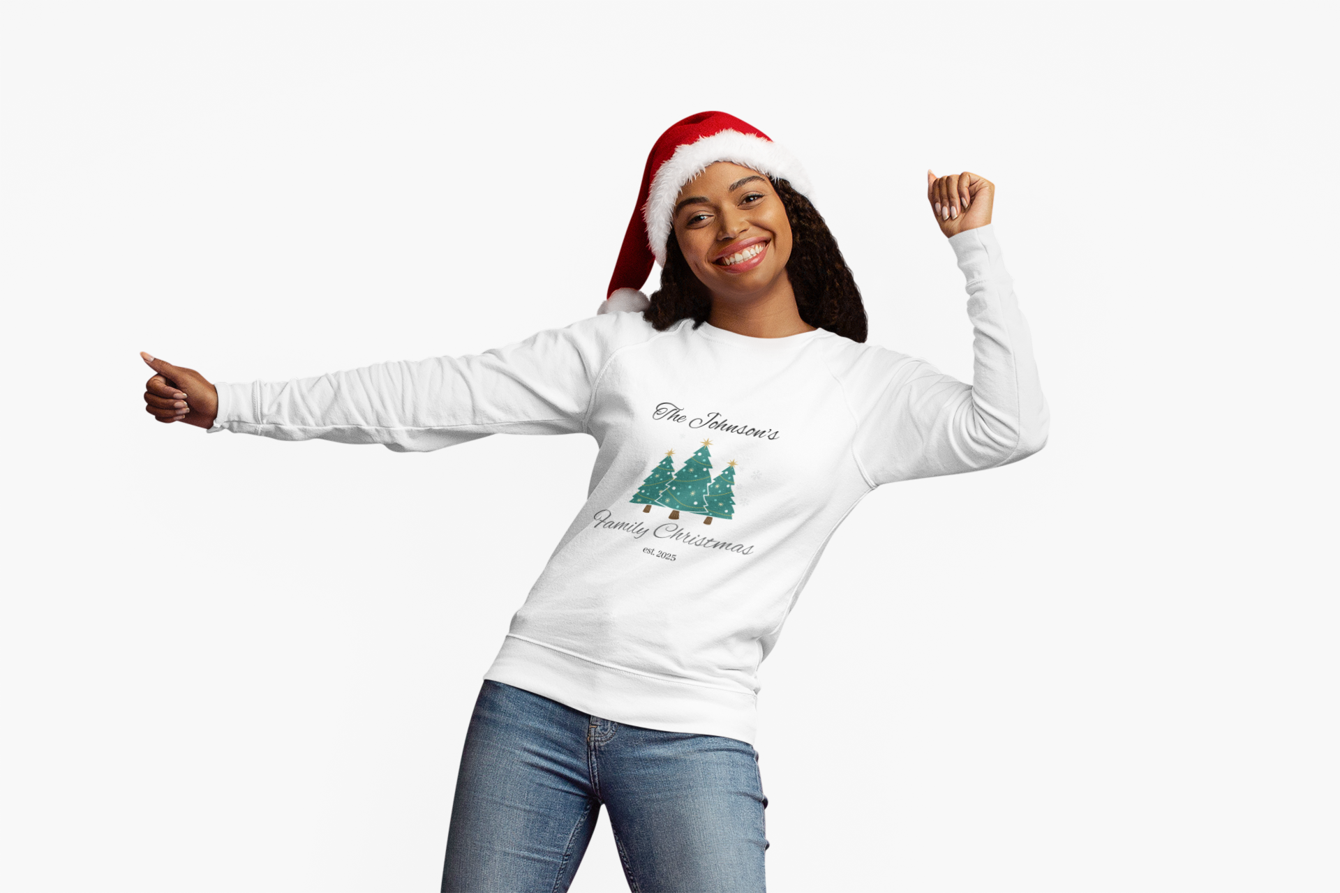 Personalized Family Christmas Sweatshirt (in white) product thumbnail image Personalized Family Christmas Sweatshirt (in white) product thumbnail image