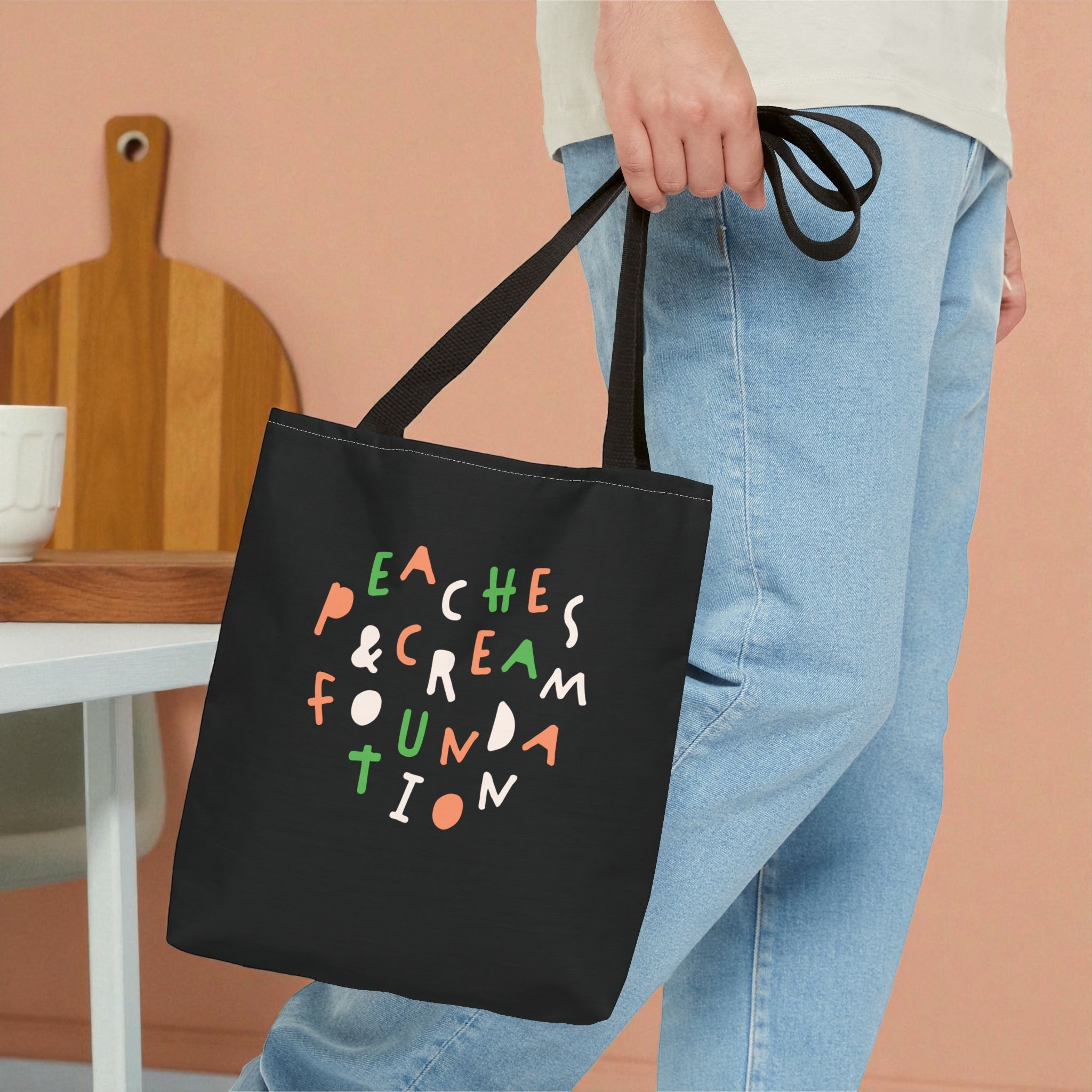 Peaches & Cream Heart Tote Bag product thumbnail image Peaches & Cream Heart Tote Bag product thumbnail image