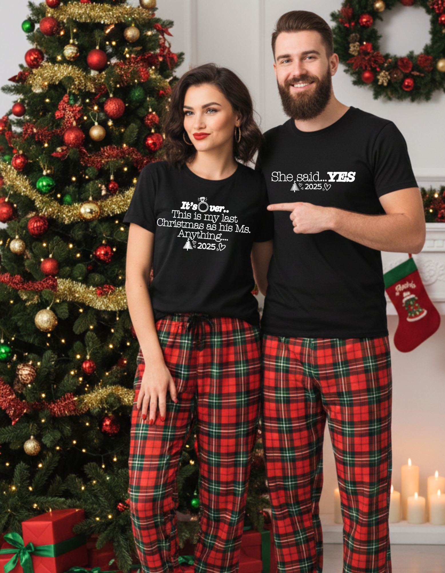 Funny Engaged t-shirt.. This Is My Last Christmas As His Ms. Anything' Christmas T-Shirt (2025) product thumbnail image