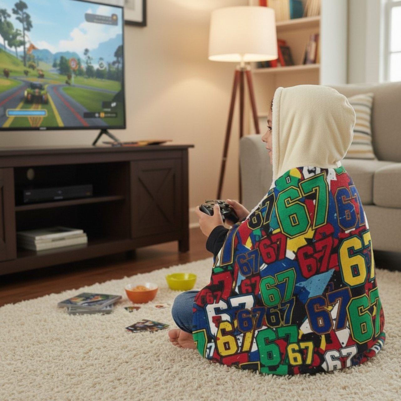 Brain Rot 67 - Hooded Sherpa Fleece Blanket product thumbnail image Brain Rot 67 - Hooded Sherpa Fleece Blanket product thumbnail image