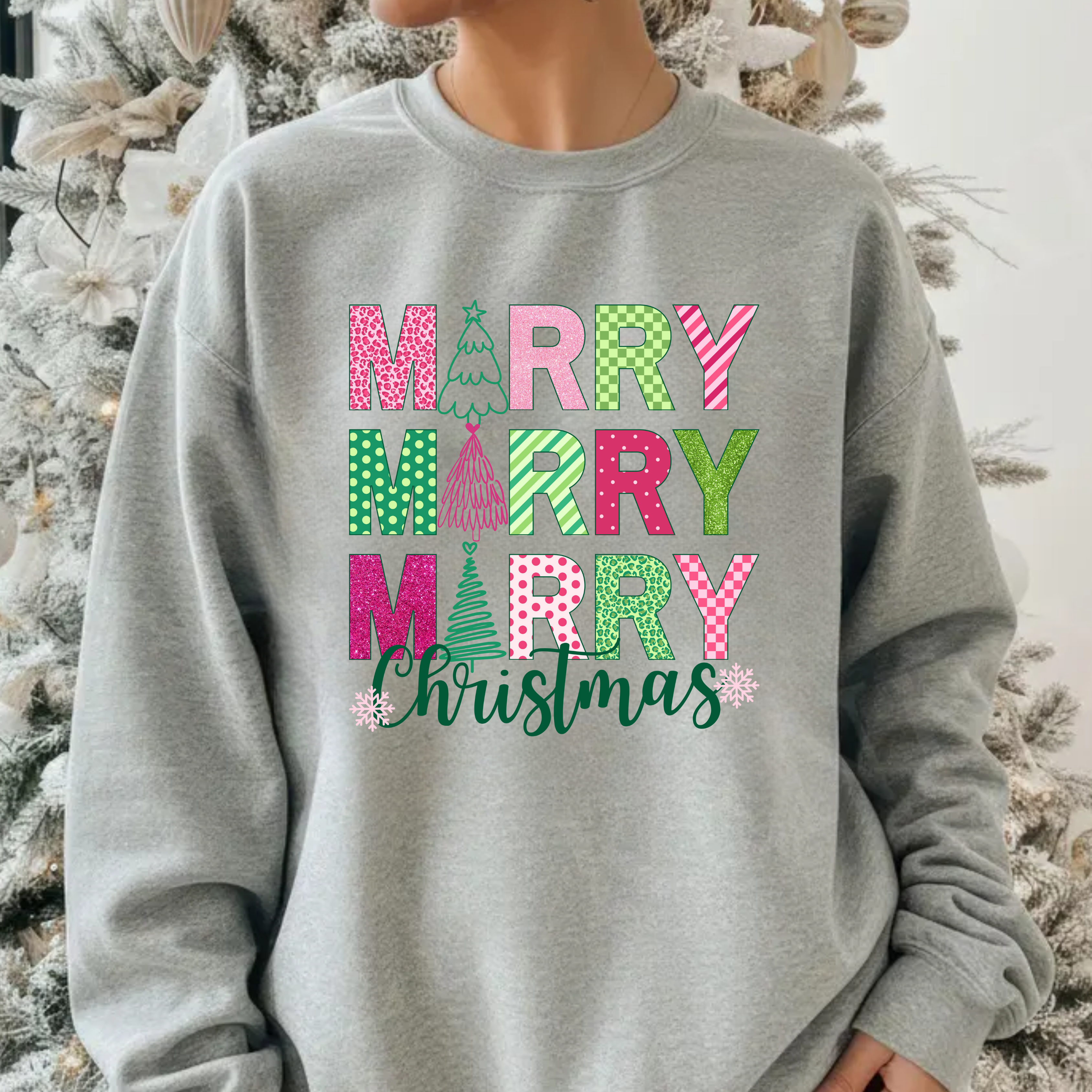 Pink & Green Festive Holiday Crewneck Pink & Green Festive Holiday Crewneck