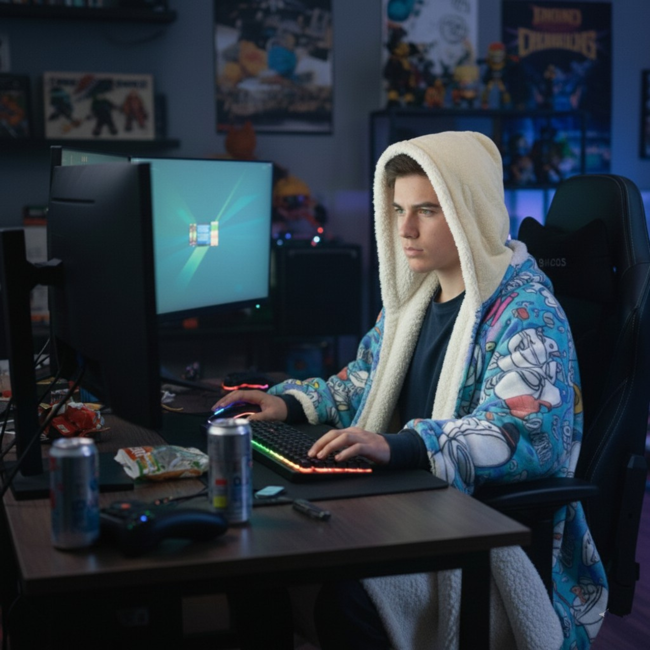 Brain Rot Skibidi Toilet Design - Hooded Sherpa Fleece Blanket product thumbnail image Brain Rot Skibidi Toilet Design - Hooded Sherpa Fleece Blanket product thumbnail image