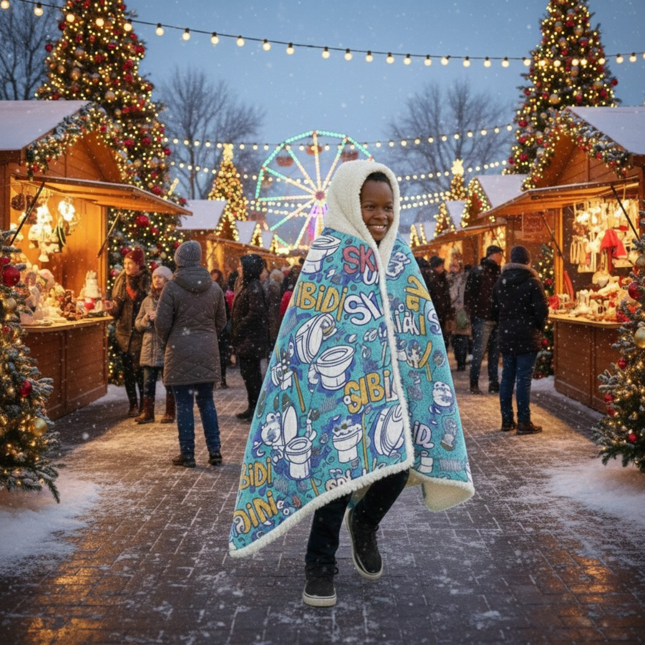 Brain Rot Skibidi Toilet Design - Hooded Sherpa Fleece Blanket product thumbnail image Brain Rot Skibidi Toilet Design - Hooded Sherpa Fleece Blanket product thumbnail image