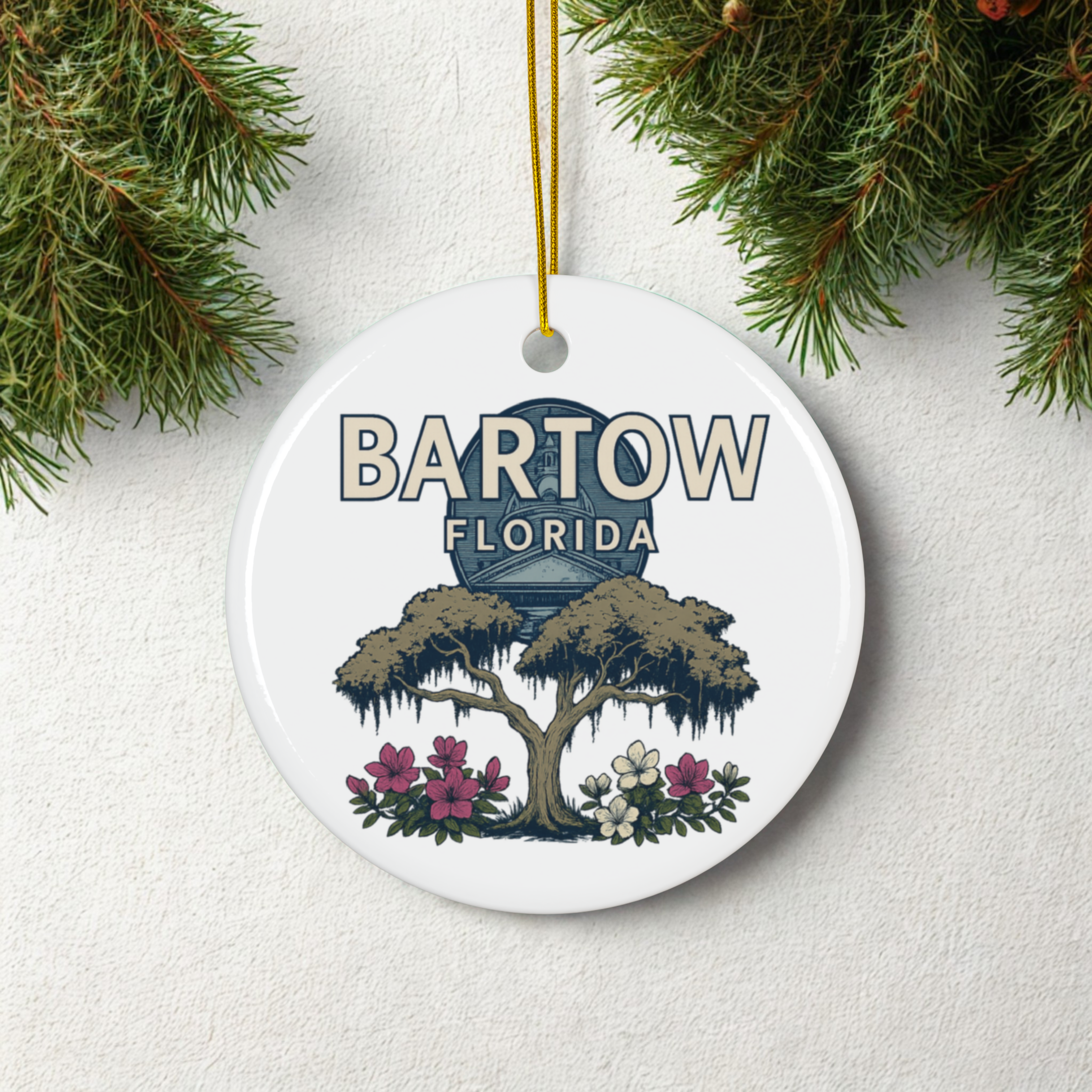 Bartow, Florida Ceramic Ornament — Two-Sided Town Keepsake Bartow, Florida Ceramic Ornament — Two-Sided Town Keepsake