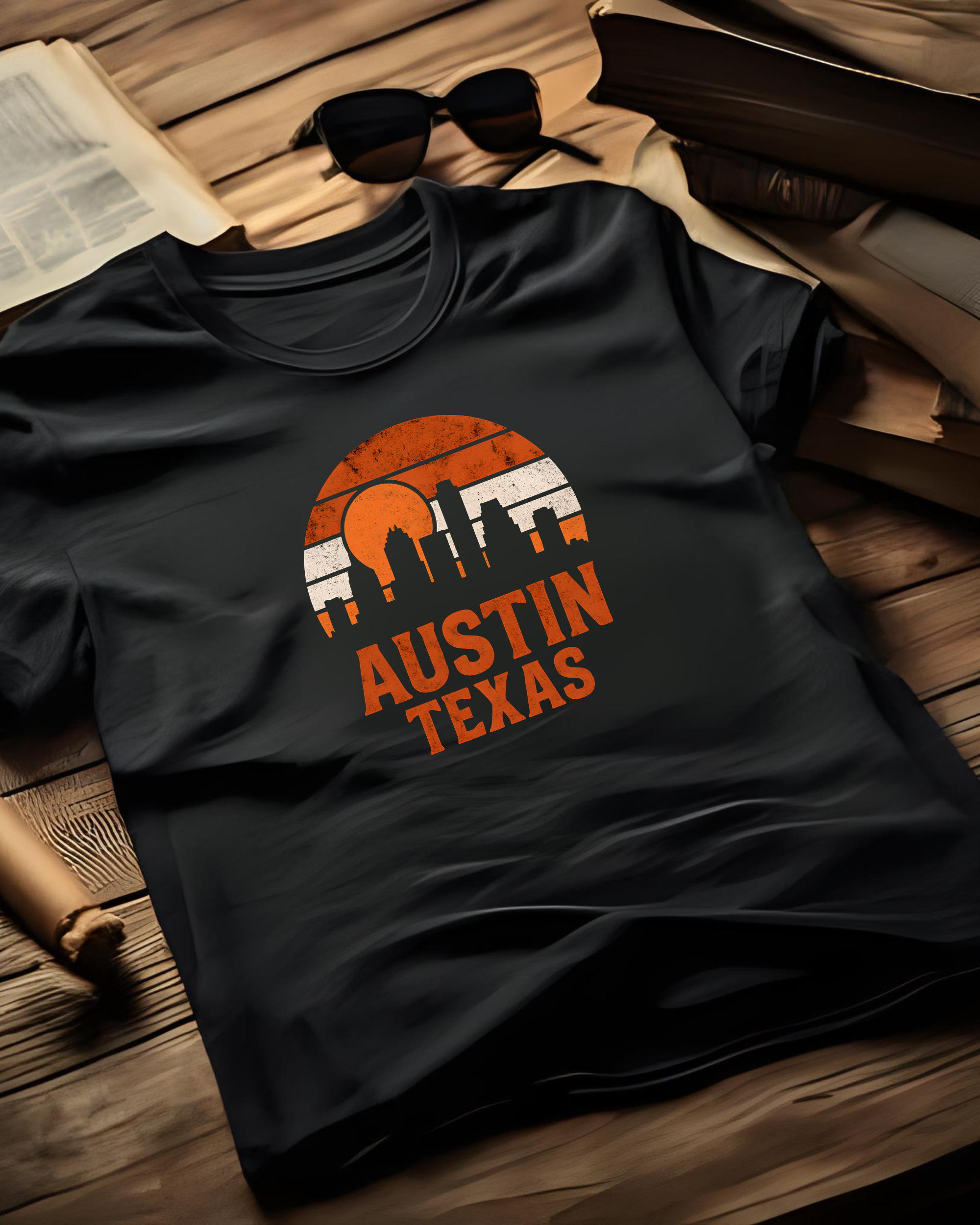 Austin Texas Sunset Skyline Vintage T-Shirt product thumbnail image
