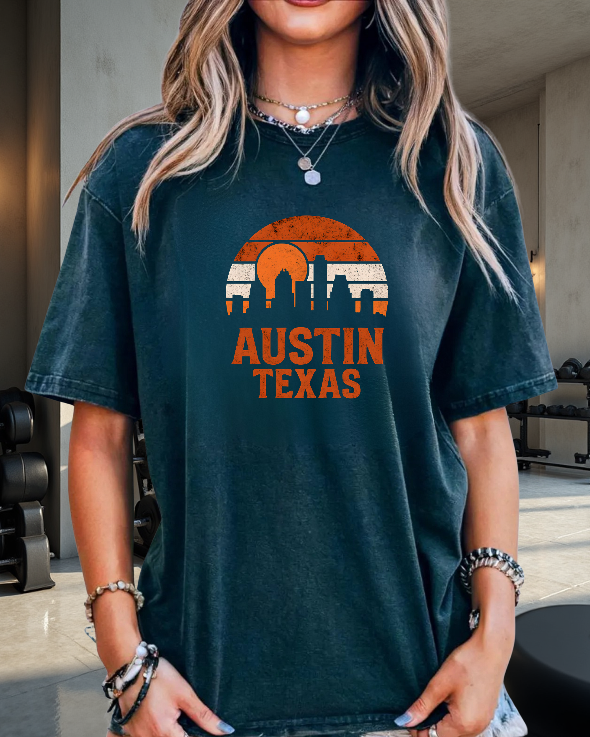 Austin Texas Sunset Skyline Vintage T-Shirt