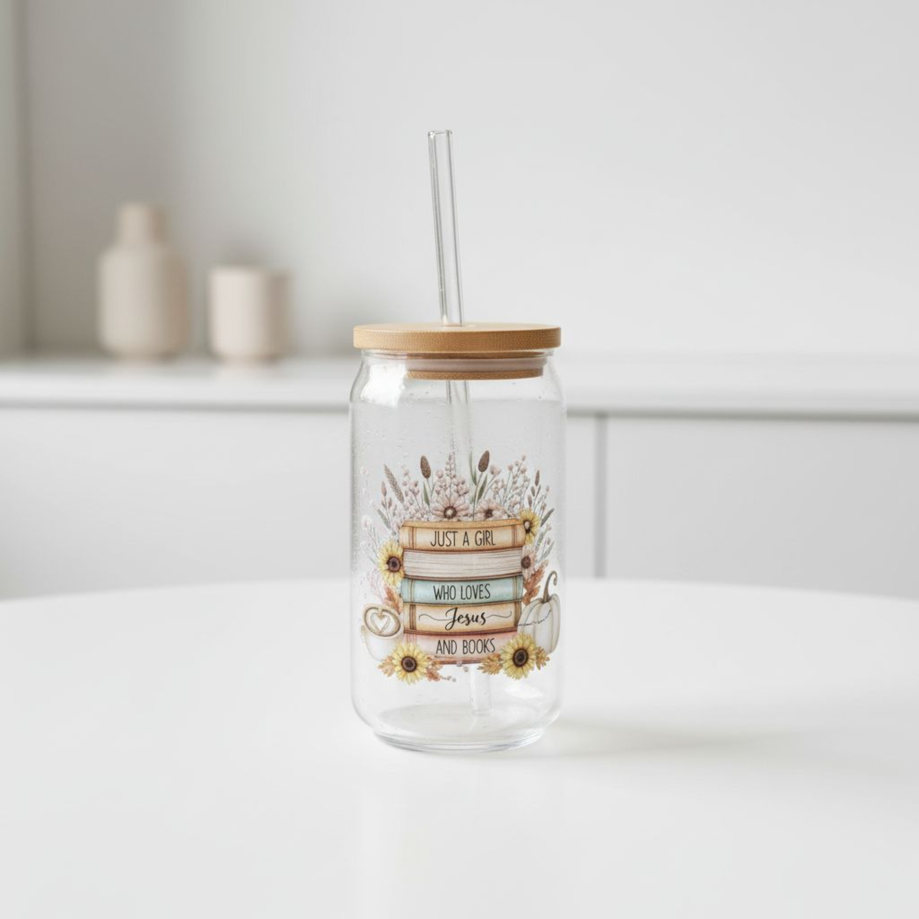 Jesus and Books Lover - Sipper Glass product thumbnail image