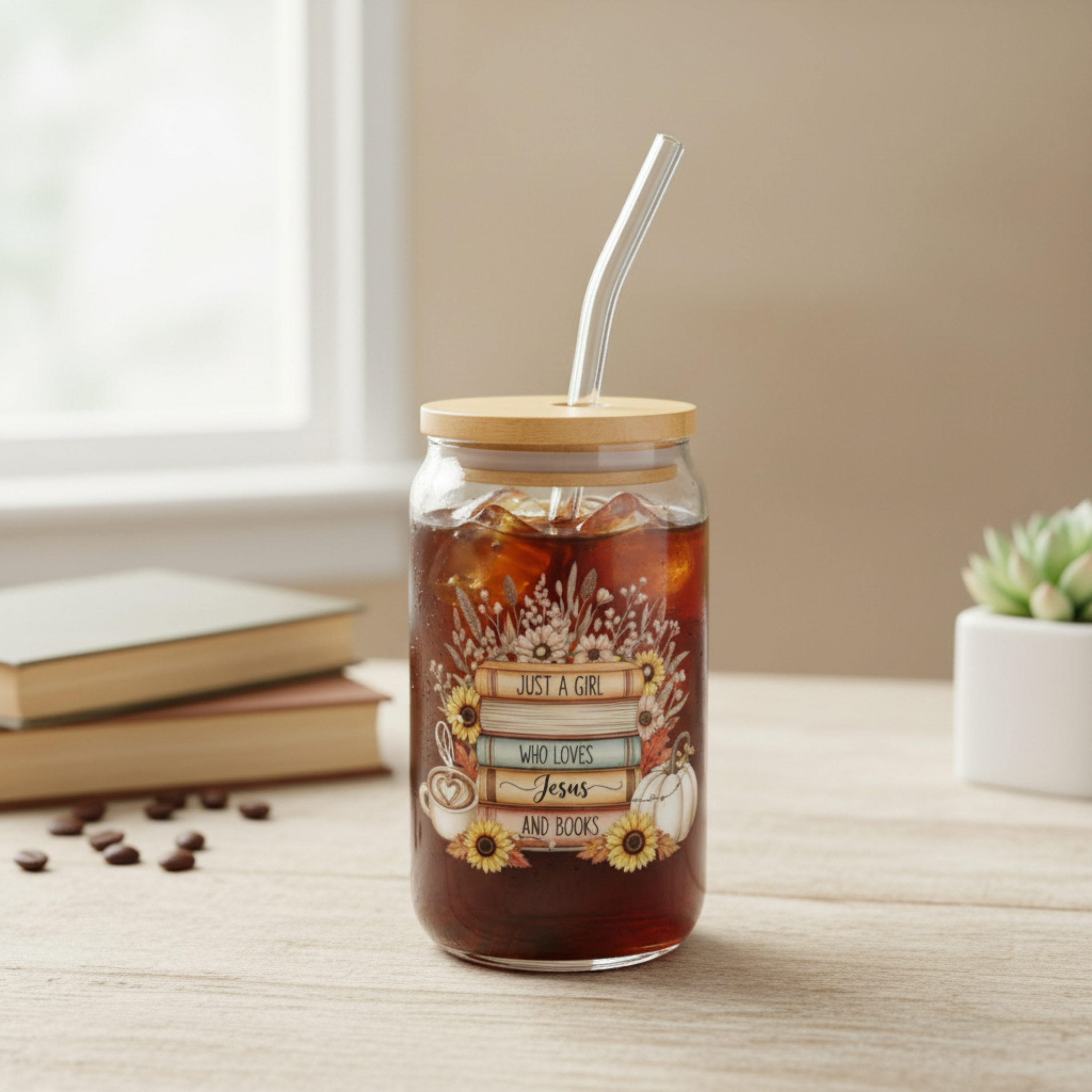 Jesus and Books Lover - Sipper Glass product thumbnail image