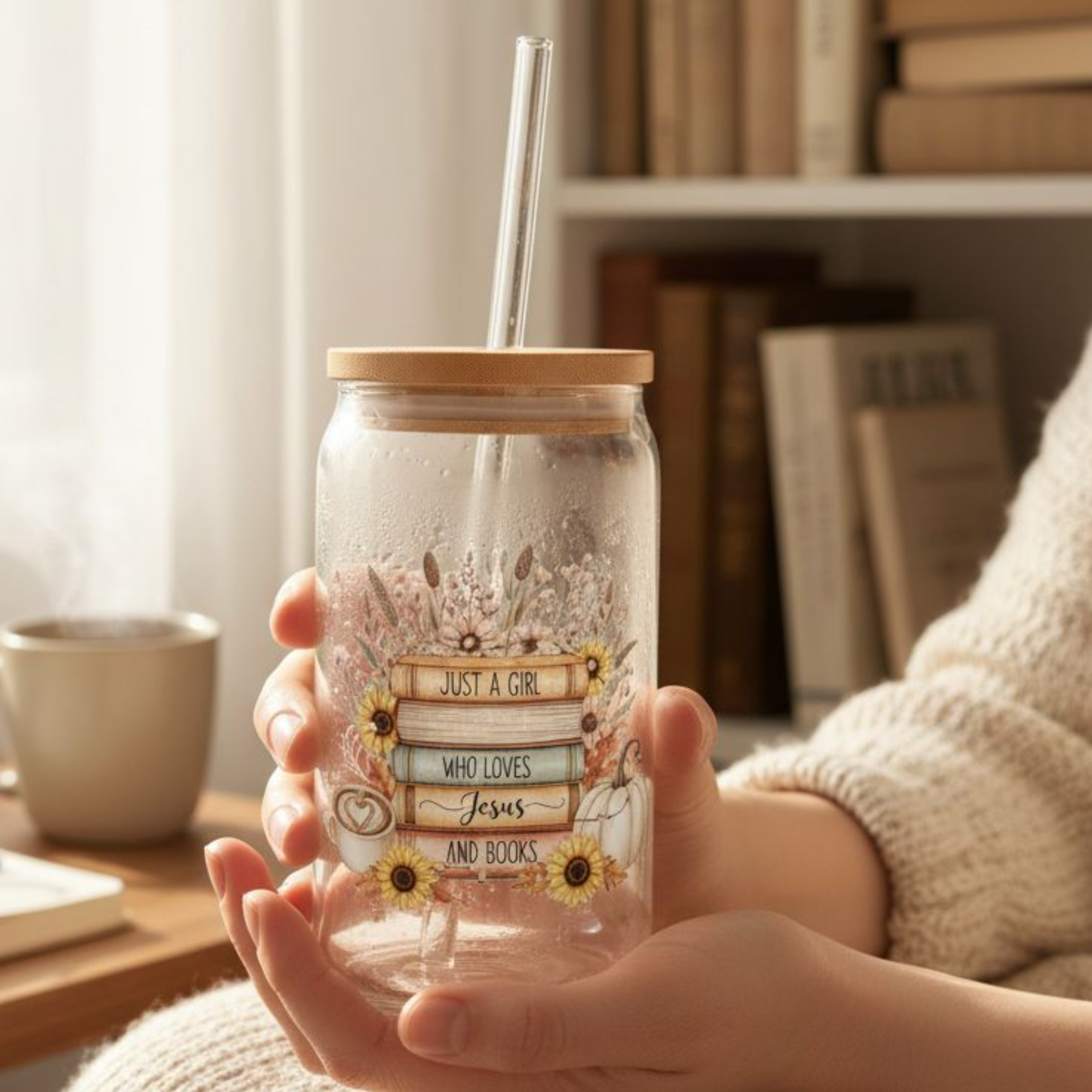 Jesus and Books Lover - Sipper Glass