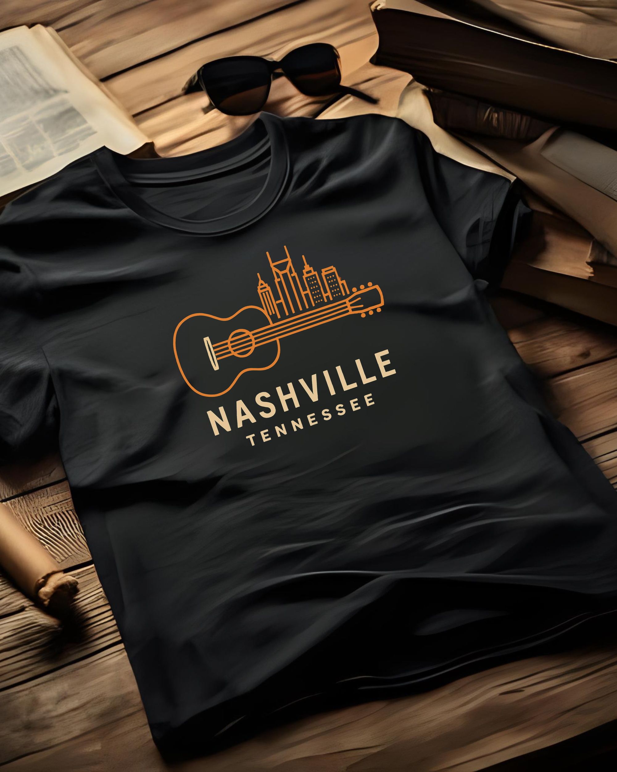 Nashville Skyline Guitar Unisex T-Shirt product thumbnail image