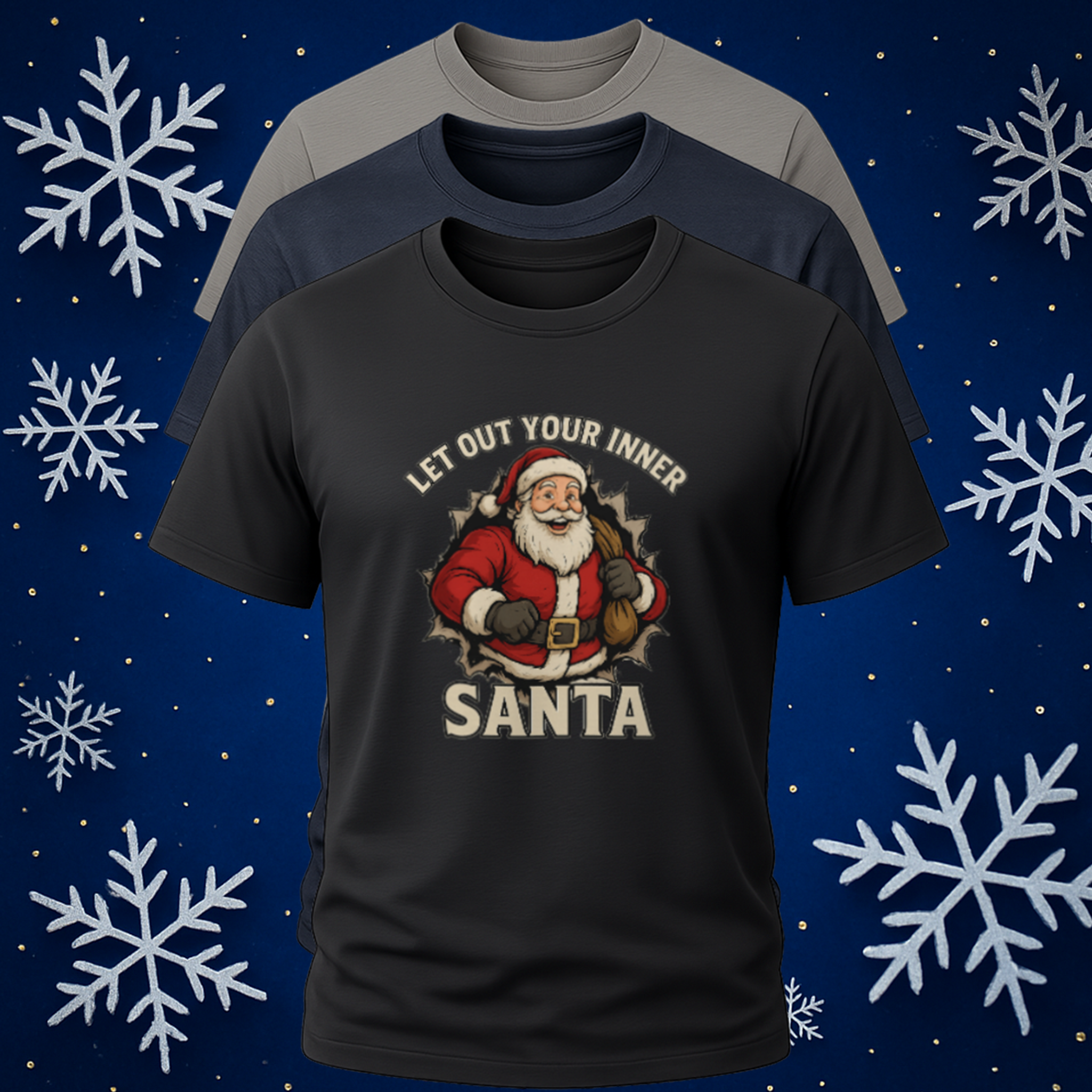 "Let Out Your Inner Santa" Vintage Santa Graphic Tee- Christmas Tee