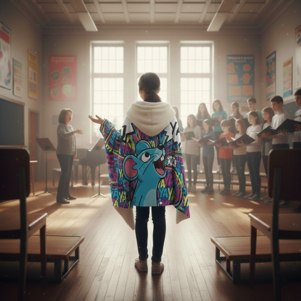 Brain Rot Ya Ya Ya - Hooded Sherpa Fleece Blanket product thumbnail image