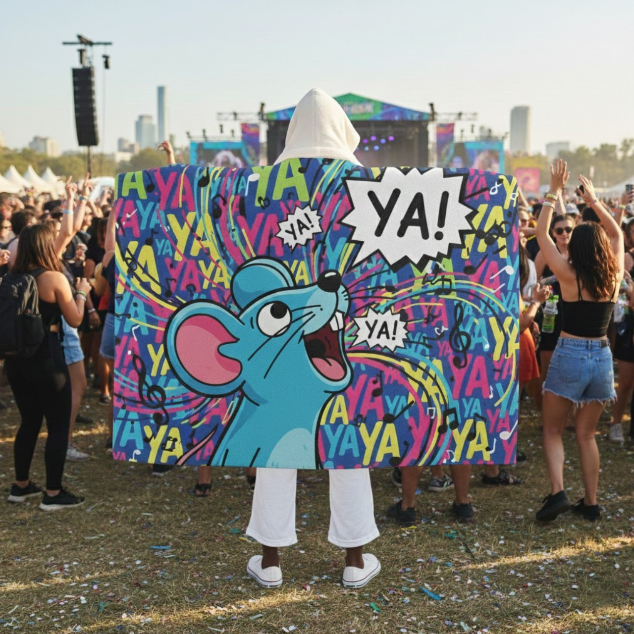 Brain Rot Ya Ya Ya - Hooded Sherpa Fleece Blanket product thumbnail image