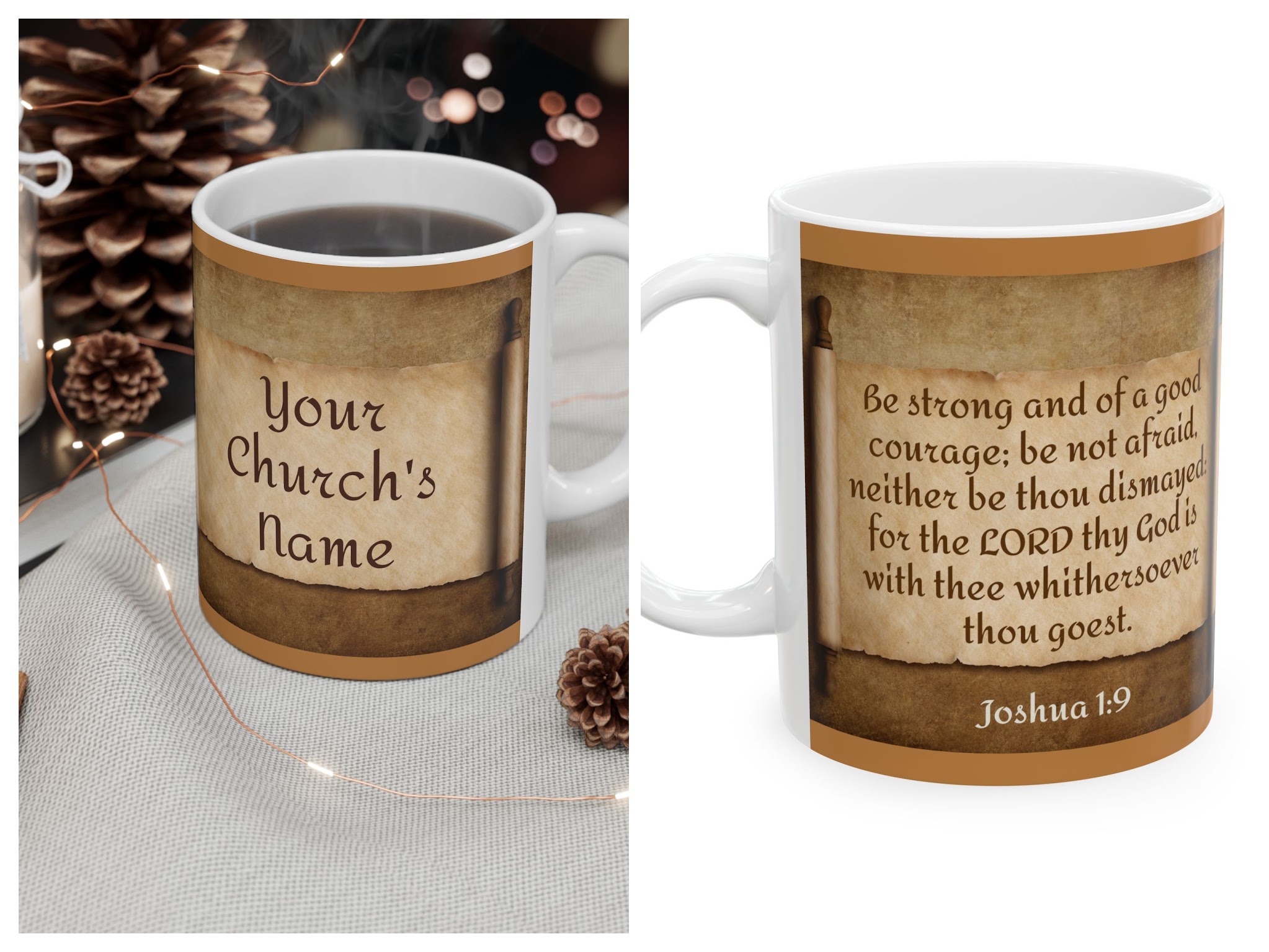  "Your Church's Name" Inspirational Ceramic Mug for Men- Joshua 1:9  product thumbnail image