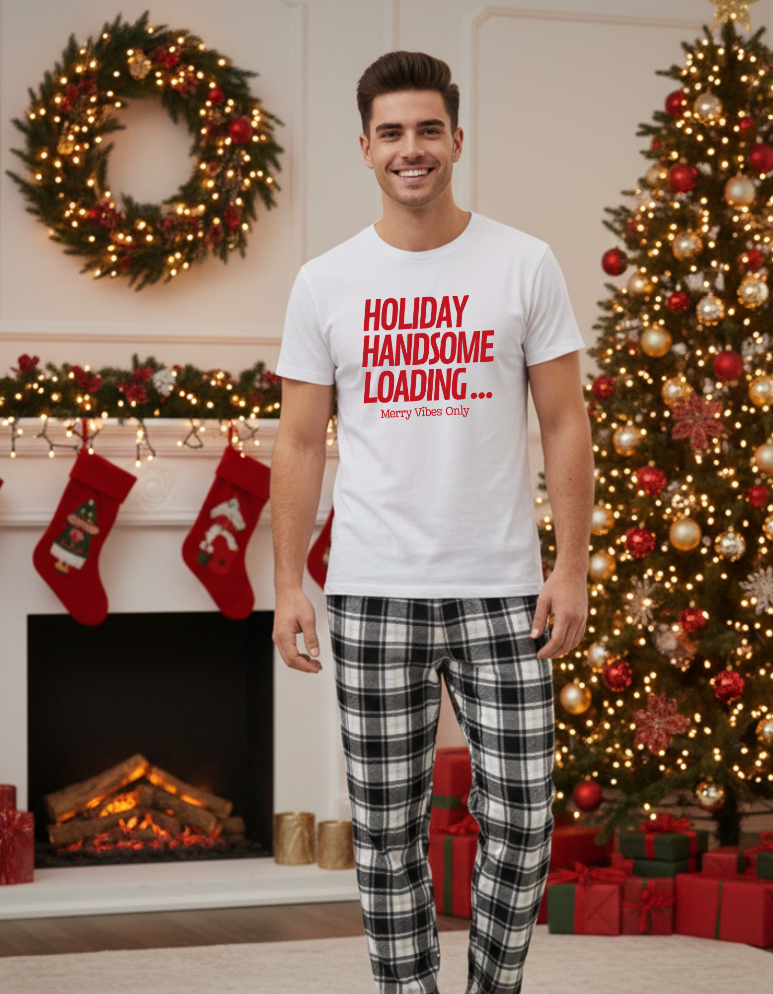 Holiday Handsome Loading Crewneck Sweatshirt — Festive Men's Christmas Holiday T-shirt