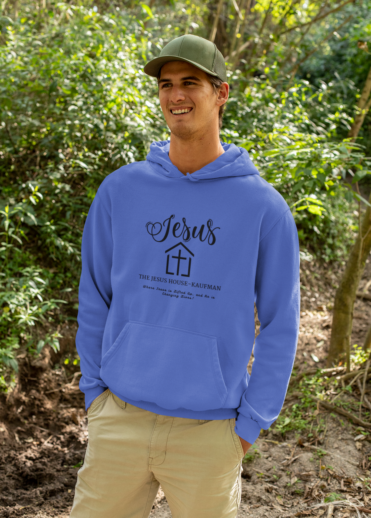 "The Jesus House" Unisex Hoodie in a Variety of Colors -Faith-Based Christian Hoodie with Cross &amp; Inspirational Script product thumbnail image