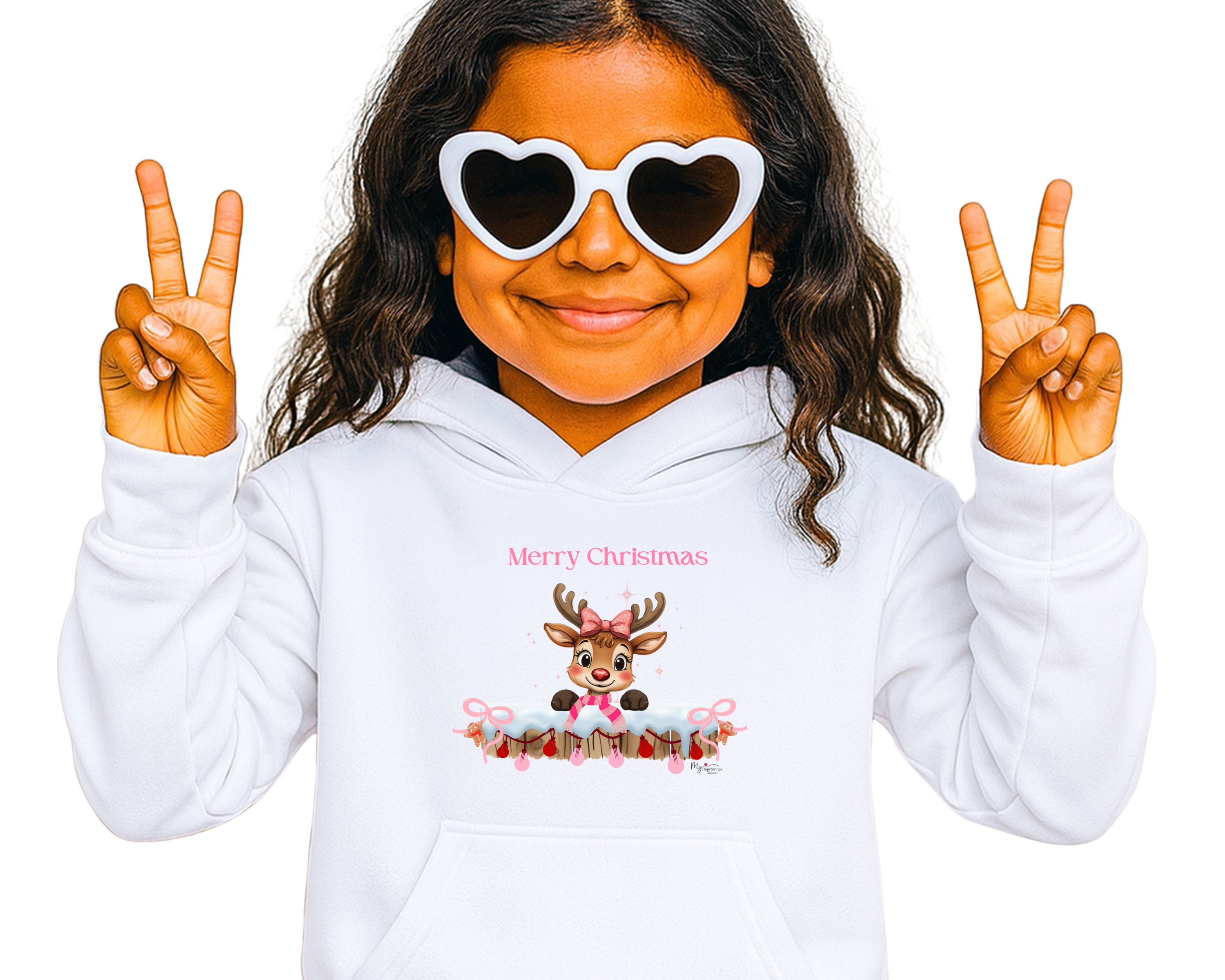 Cute Reindeer Youth Hoodie - Merry Christmas Kids Holiday Sweatshirt Cute Reindeer Youth Hoodie - Merry Christmas Kids Holiday Sweatshirt