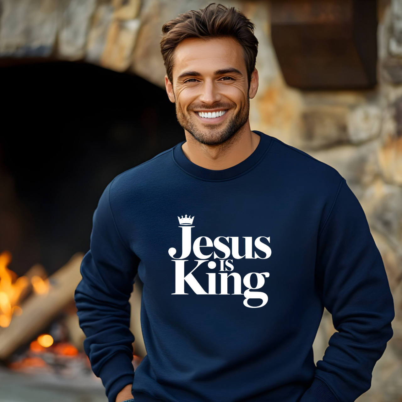 Jesus Is King Sweatshirt — Christian Faith Crewneck product thumbnail image Jesus Is King Sweatshirt — Christian Faith Crewneck product thumbnail image