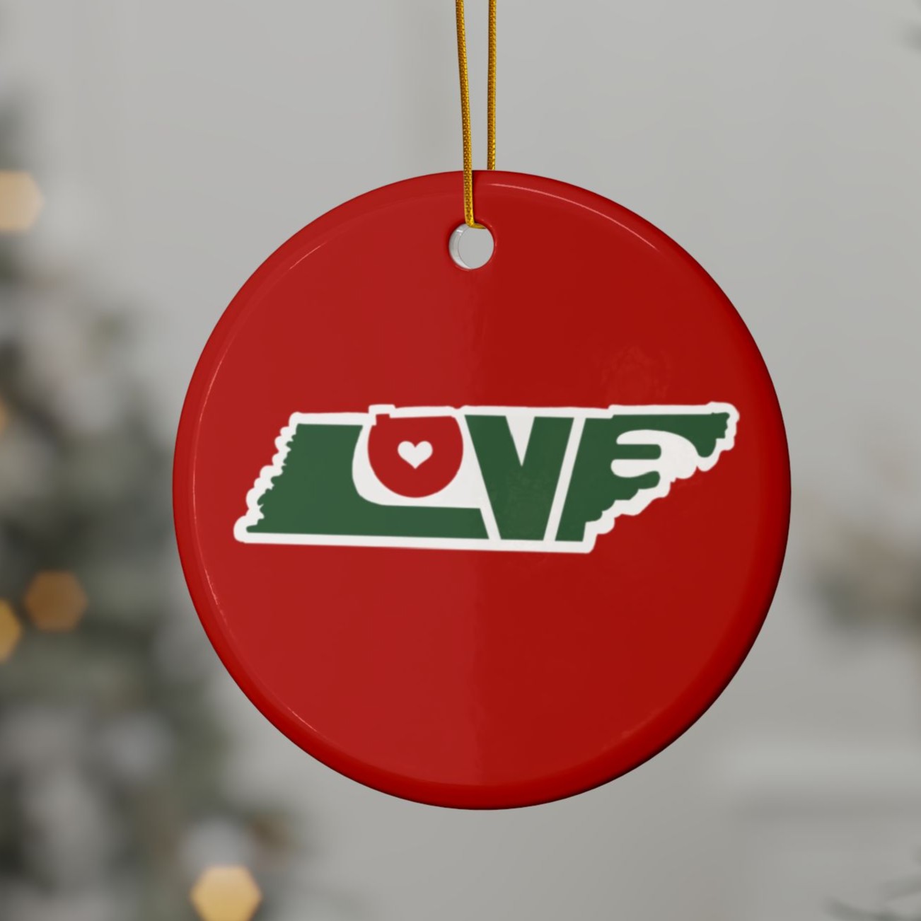 Tennessee Ceramic Ornaments, Tennessee Double-Sided Ornaments, Holiday Set of 1 or 3 or 5 or 10, Stocking Stuffer