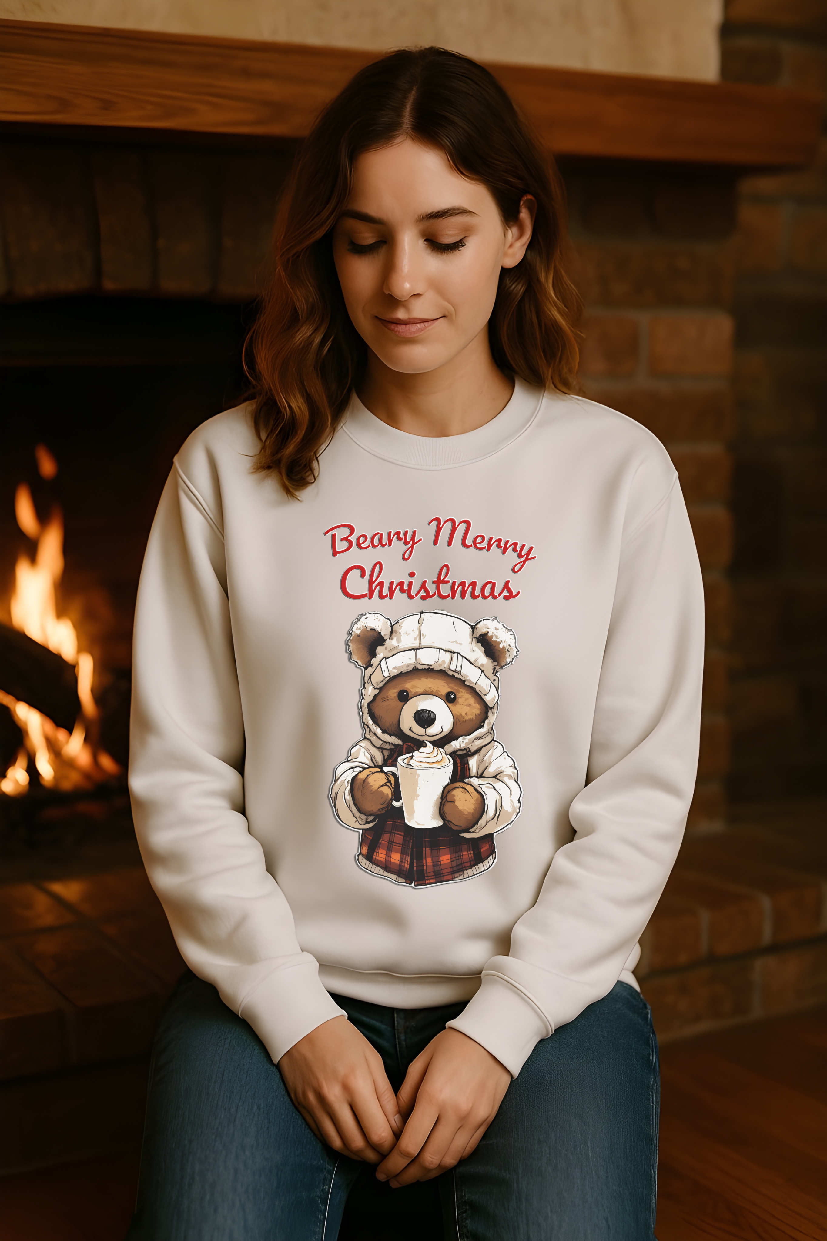 Bear-y Merry Christmas Bear Sweatshirt | Cute Holiday Coffee Lover Pullover | Cozy Winter Gift | Festive Bear Christmas Sweater | Unisex Pullover product thumbnail image Bear-y Merry Christmas Bear Sweatshirt | Cute Holiday Coffee Lover Pullover | Cozy Winter Gift | Festive Bear Christmas Sweater | Unisex Pullover product thumbnail image