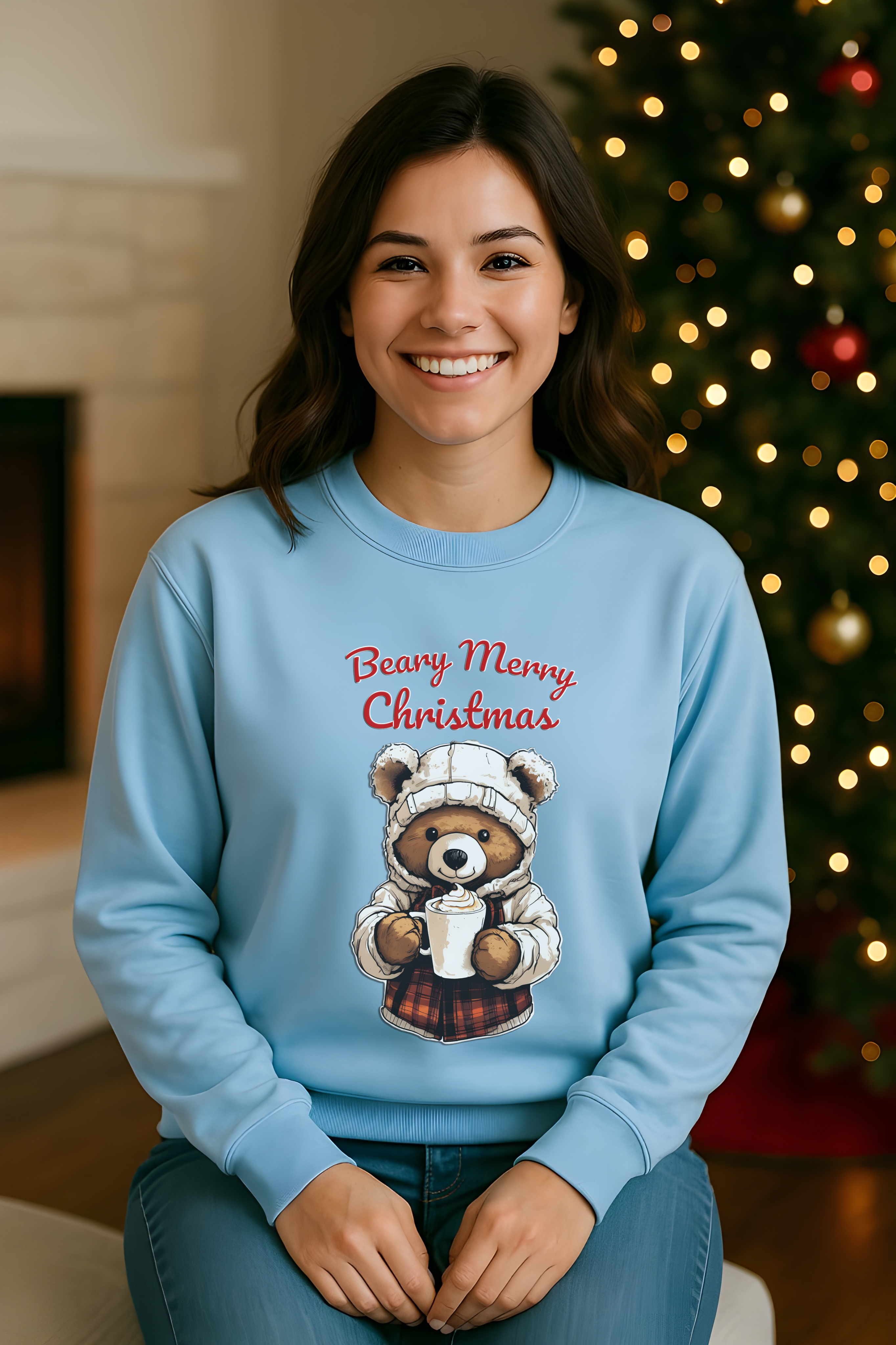 Bear-y Merry Christmas Bear Sweatshirt | Cute Holiday Coffee Lover Pullover | Cozy Winter Gift | Festive Bear Christmas Sweater | Unisex Pullover product thumbnail image Bear-y Merry Christmas Bear Sweatshirt | Cute Holiday Coffee Lover Pullover | Cozy Winter Gift | Festive Bear Christmas Sweater | Unisex Pullover product thumbnail image