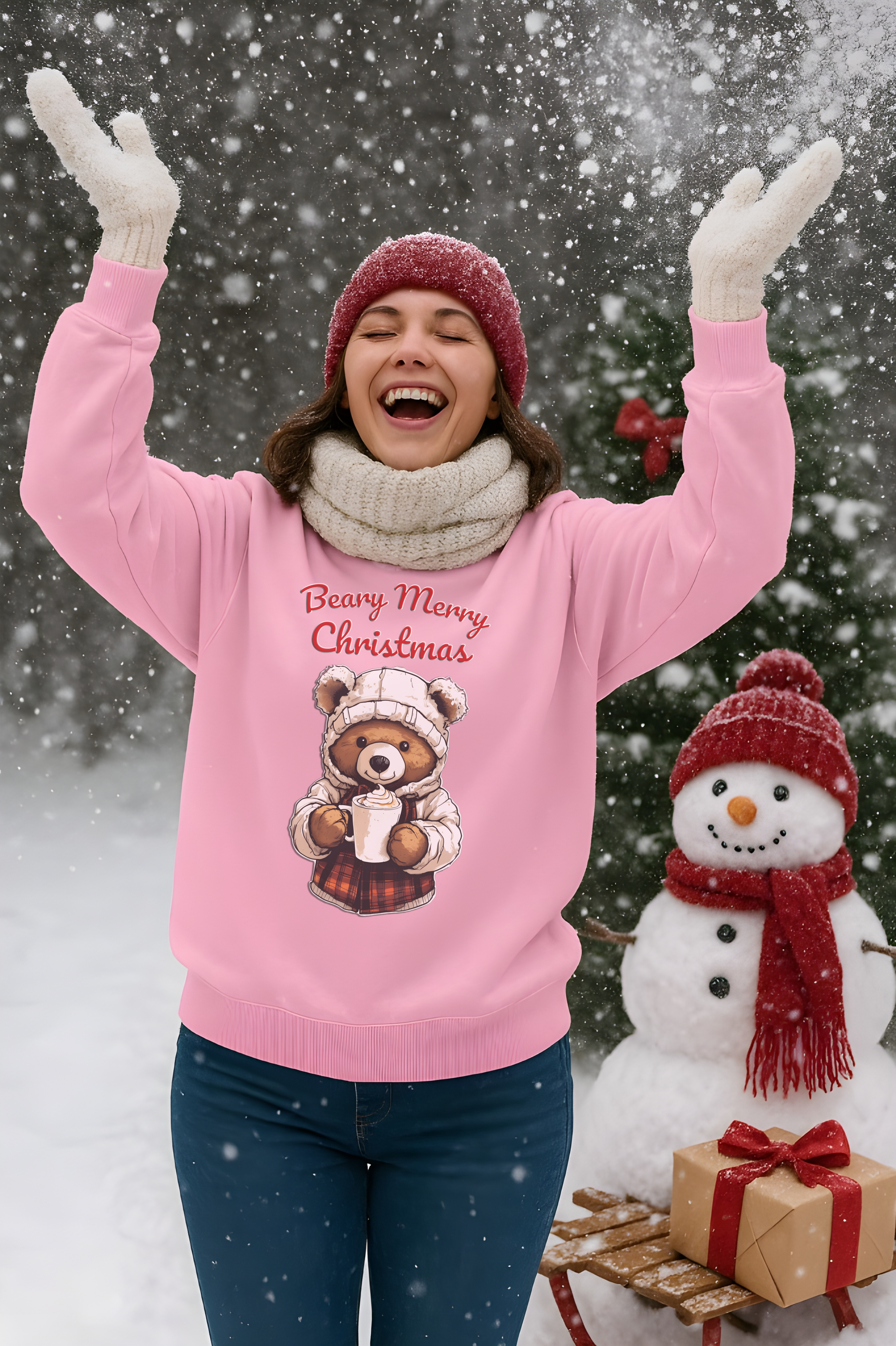 Bear-y Merry Christmas Bear Sweatshirt | Cute Holiday Coffee Lover Pullover | Cozy Winter Gift | Festive Bear Christmas Sweater | Unisex Pullover product thumbnail image Bear-y Merry Christmas Bear Sweatshirt | Cute Holiday Coffee Lover Pullover | Cozy Winter Gift | Festive Bear Christmas Sweater | Unisex Pullover product thumbnail image