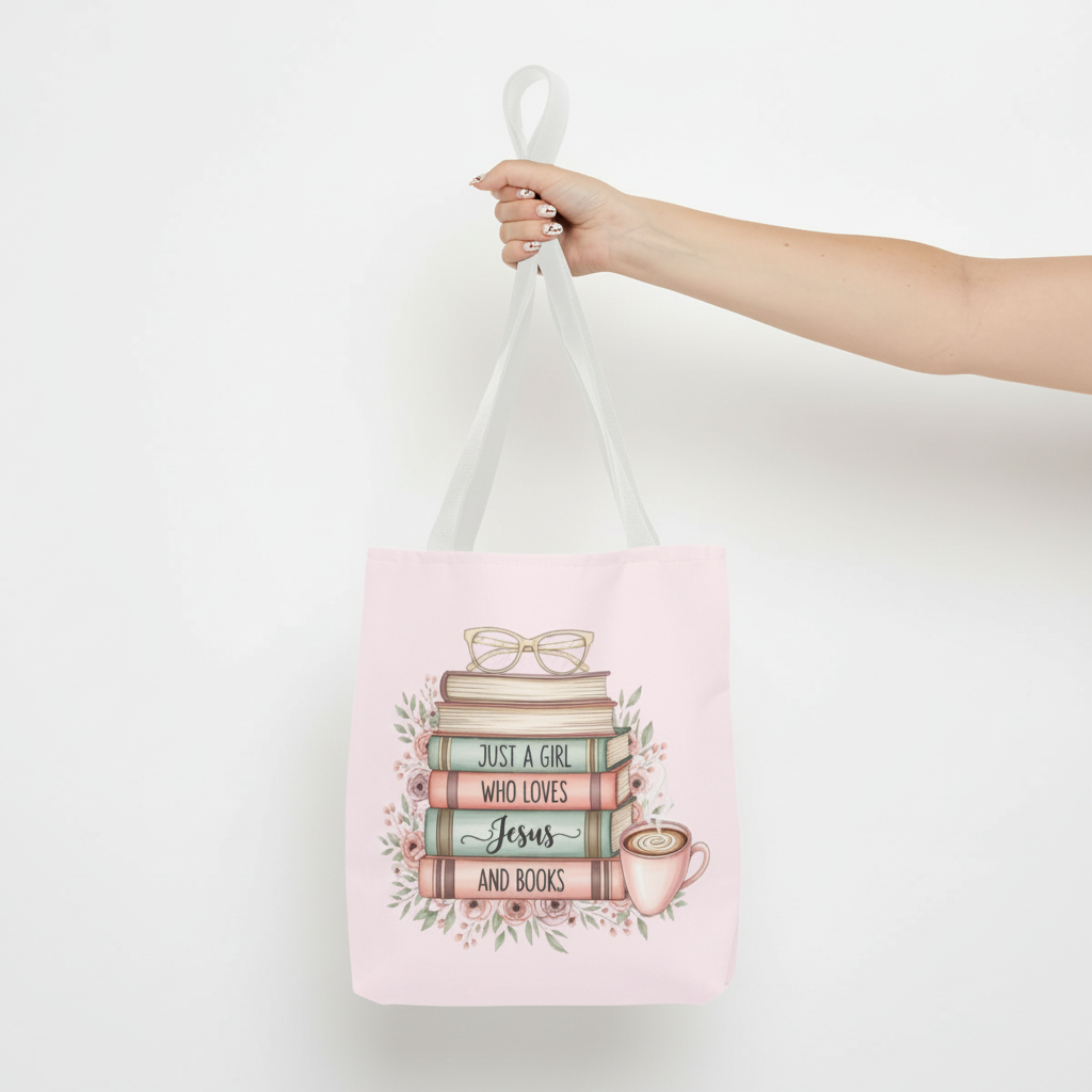 Jesus And Books Lover - Pink Tote Bag product thumbnail image