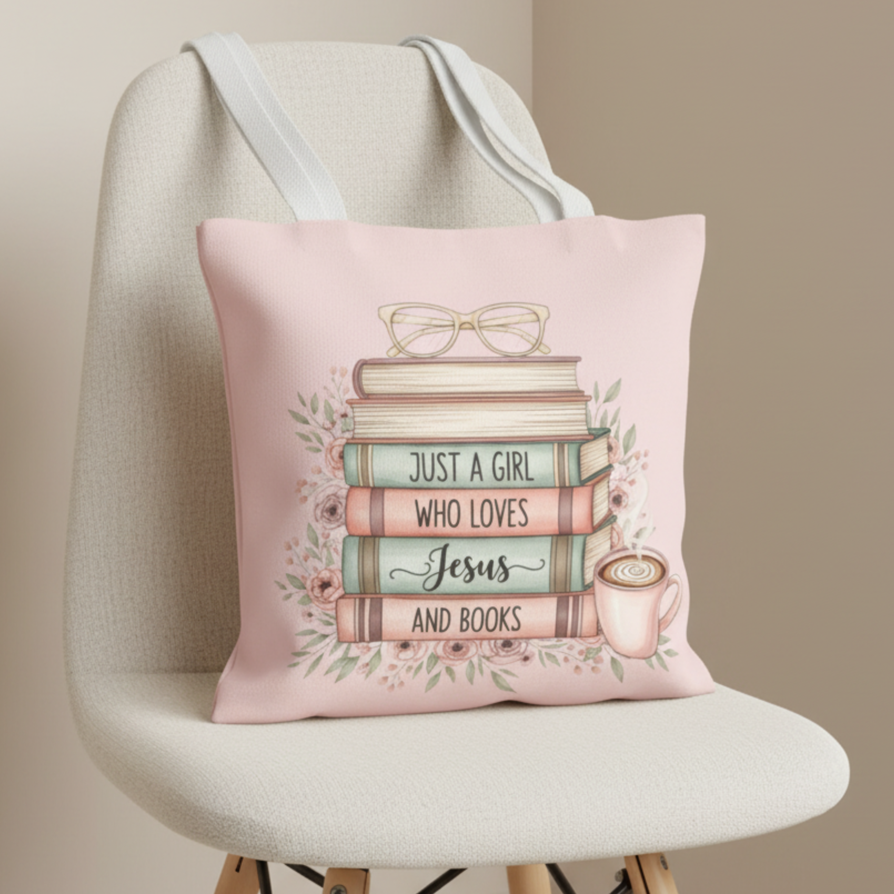 Jesus And Books Lover - Pink Tote Bag product thumbnail image