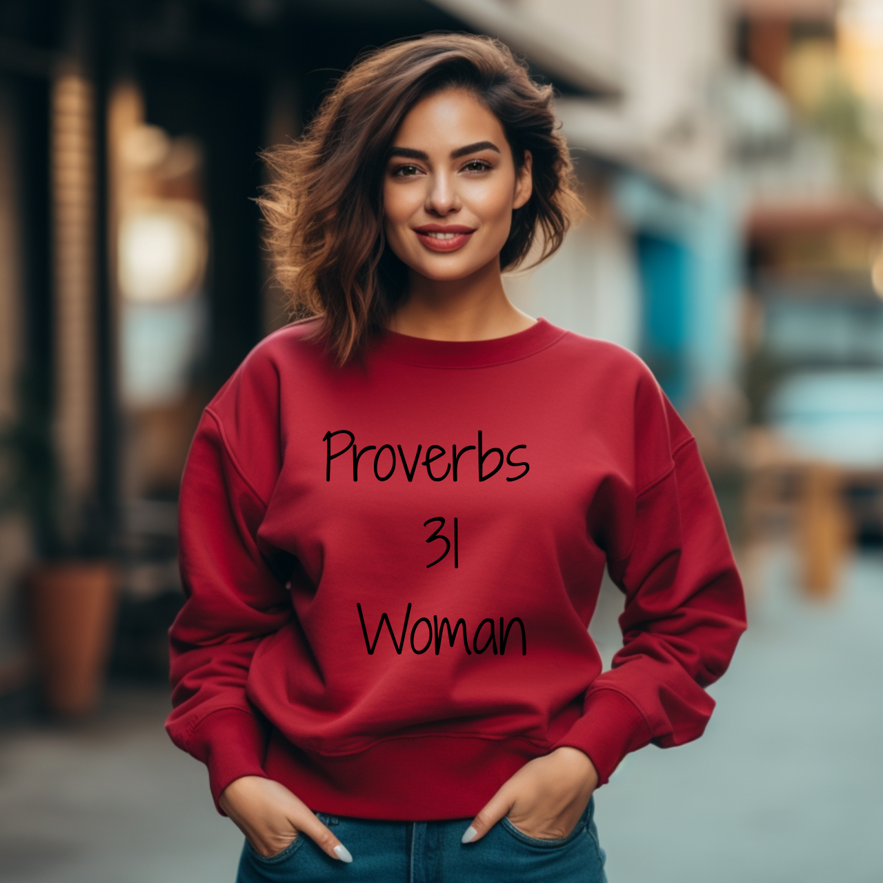 Proverbs 31 Woman Crewneck Sweatshirt, Faith Christian Christmas Sweatshirt product thumbnail image Proverbs 31 Woman Crewneck Sweatshirt, Faith Christian Christmas Sweatshirt product thumbnail image