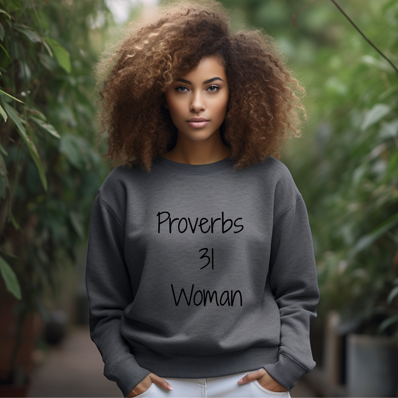 Proverbs 31 Woman Crewneck Sweatshirt, Faith Christian Christmas Sweatshirt product thumbnail image