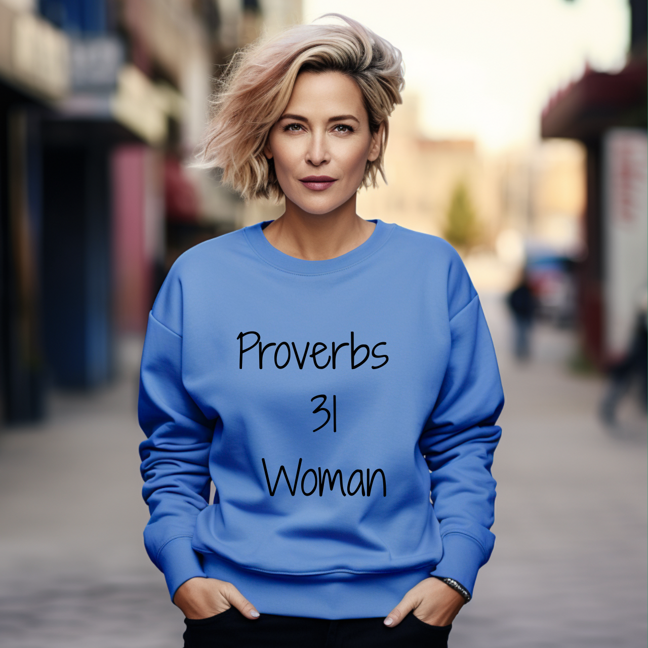 Proverbs 31 Woman Crewneck Sweatshirt, Faith Christian Christmas Sweatshirt product thumbnail image Proverbs 31 Woman Crewneck Sweatshirt, Faith Christian Christmas Sweatshirt product thumbnail image