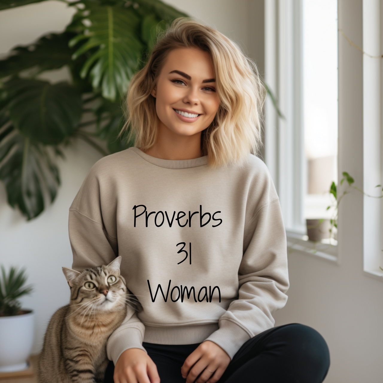 Proverbs 31 Woman Crewneck Sweatshirt, Faith Christian Christmas Sweatshirt product thumbnail image Proverbs 31 Woman Crewneck Sweatshirt, Faith Christian Christmas Sweatshirt product thumbnail image