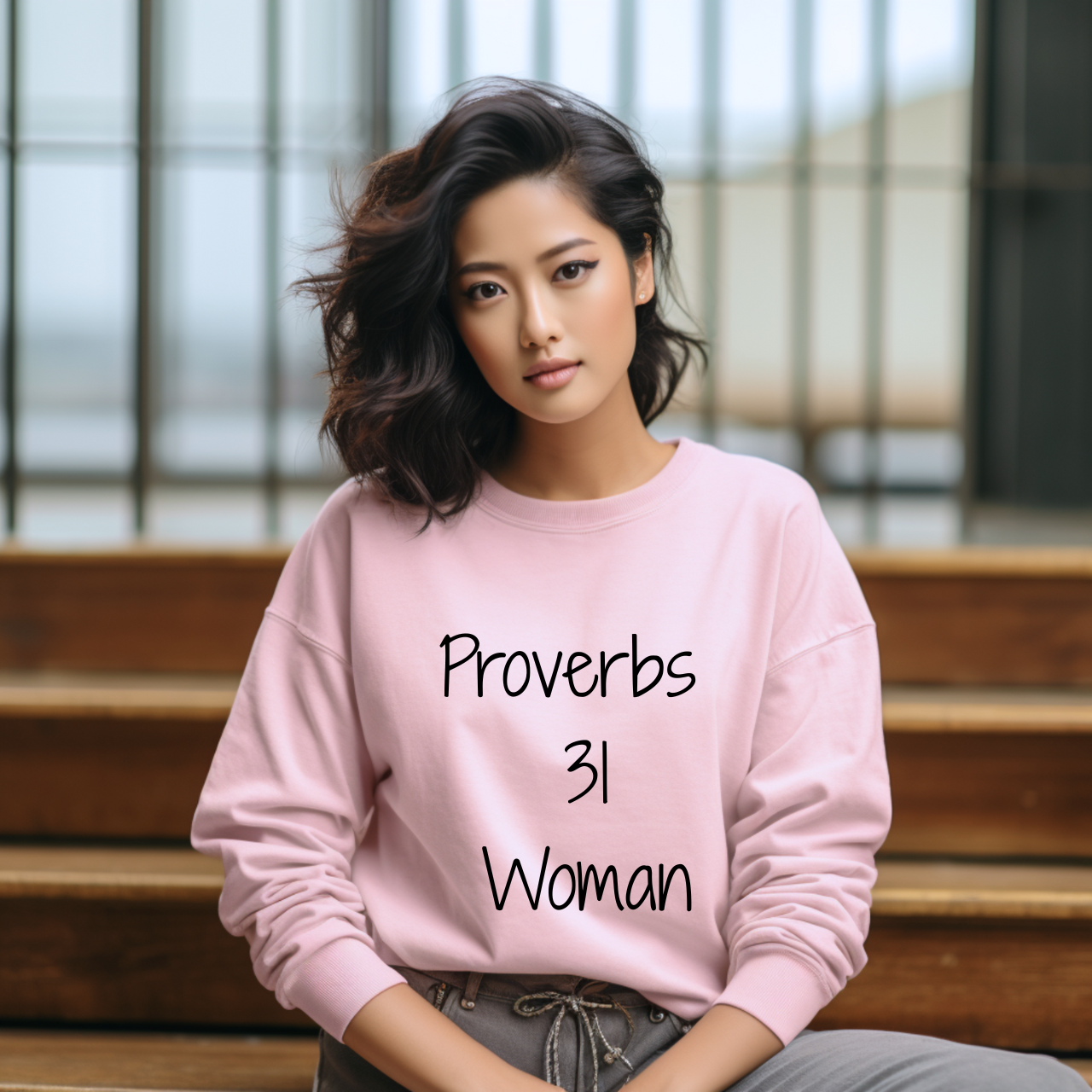 Proverbs 31 Woman Crewneck Sweatshirt, Faith Christian Christmas Sweatshirt product thumbnail image Proverbs 31 Woman Crewneck Sweatshirt, Faith Christian Christmas Sweatshirt product thumbnail image