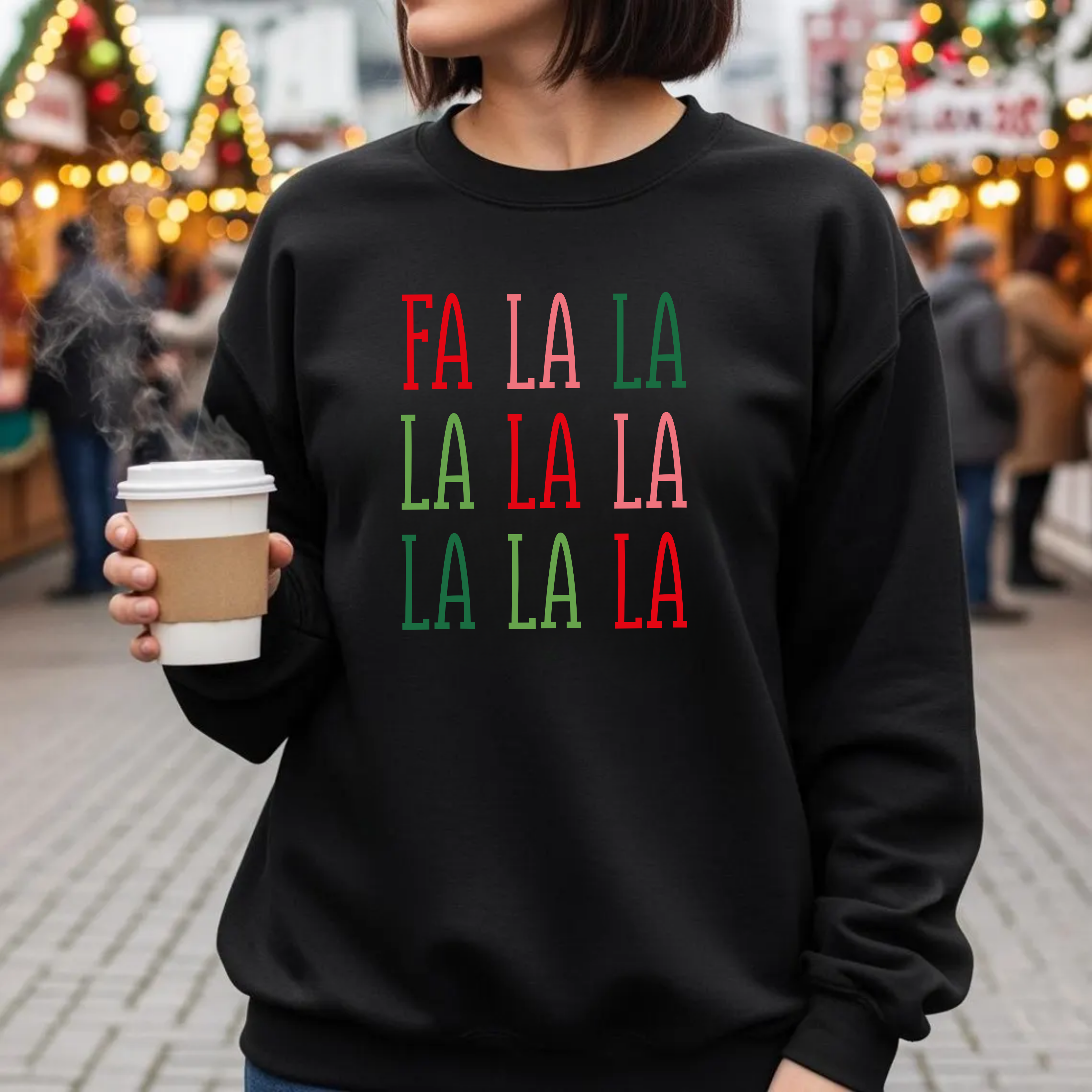 Fa La La Crewneck Sweatshirt — Bright Christmas Holiday Sweater