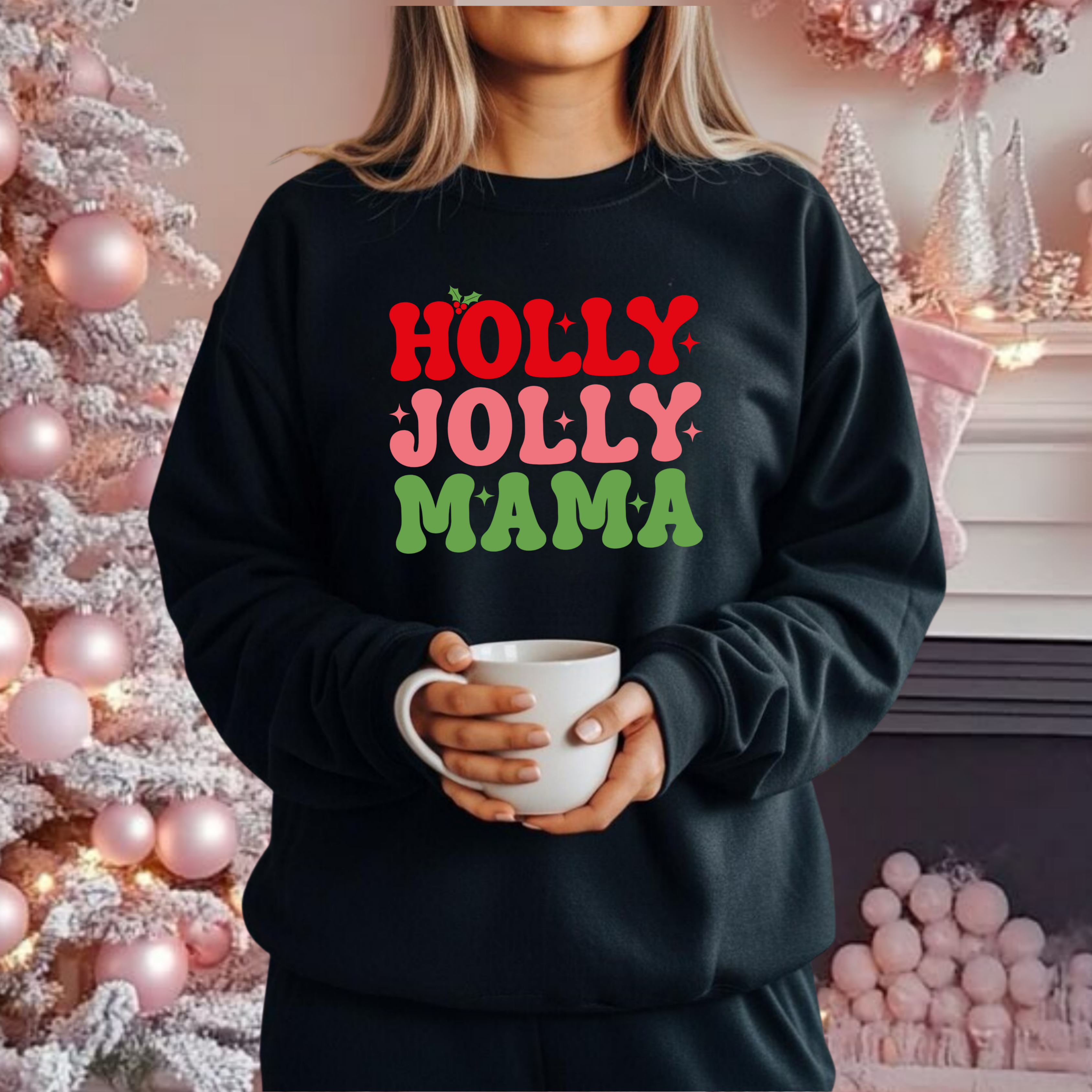 Holly Jolly Mama Sweatshirt — Christmas Holiday Crewneck for Moms product thumbnail image