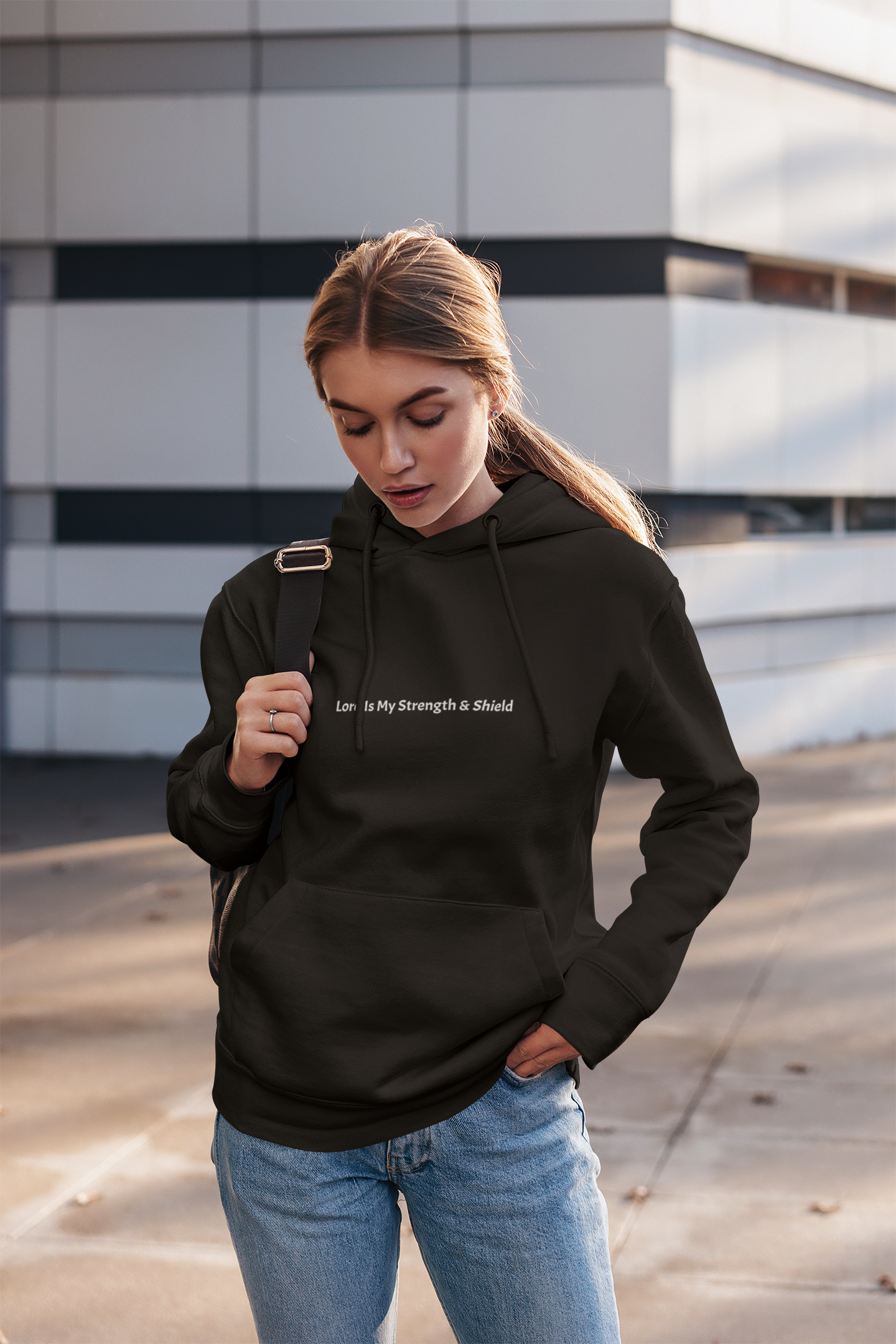 Inspirational Fleece Hoodie — Psalm 28:7, "The Lord Is My Strength and My Shield" Christian Prayer Hoodie Inspirational Fleece Hoodie — Psalm 28:7, "The Lord Is My Strength and My Shield" Christian Prayer Hoodie