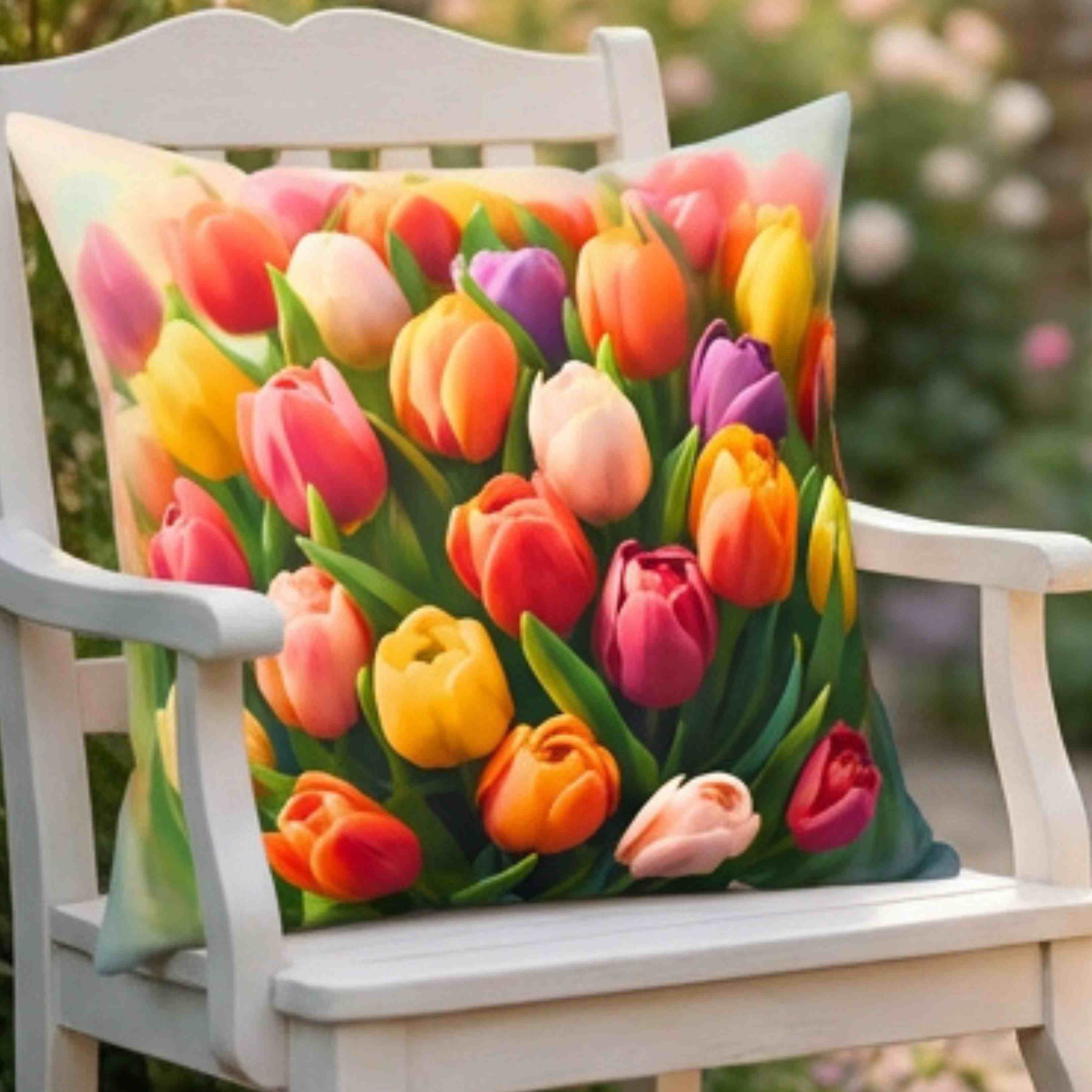 Blooming Tulip Decorative Pillow - Cozy Home Accent for Spring Decor, Unique Gift for Mother's Day, Floral Cushion, Indoor Decoration
