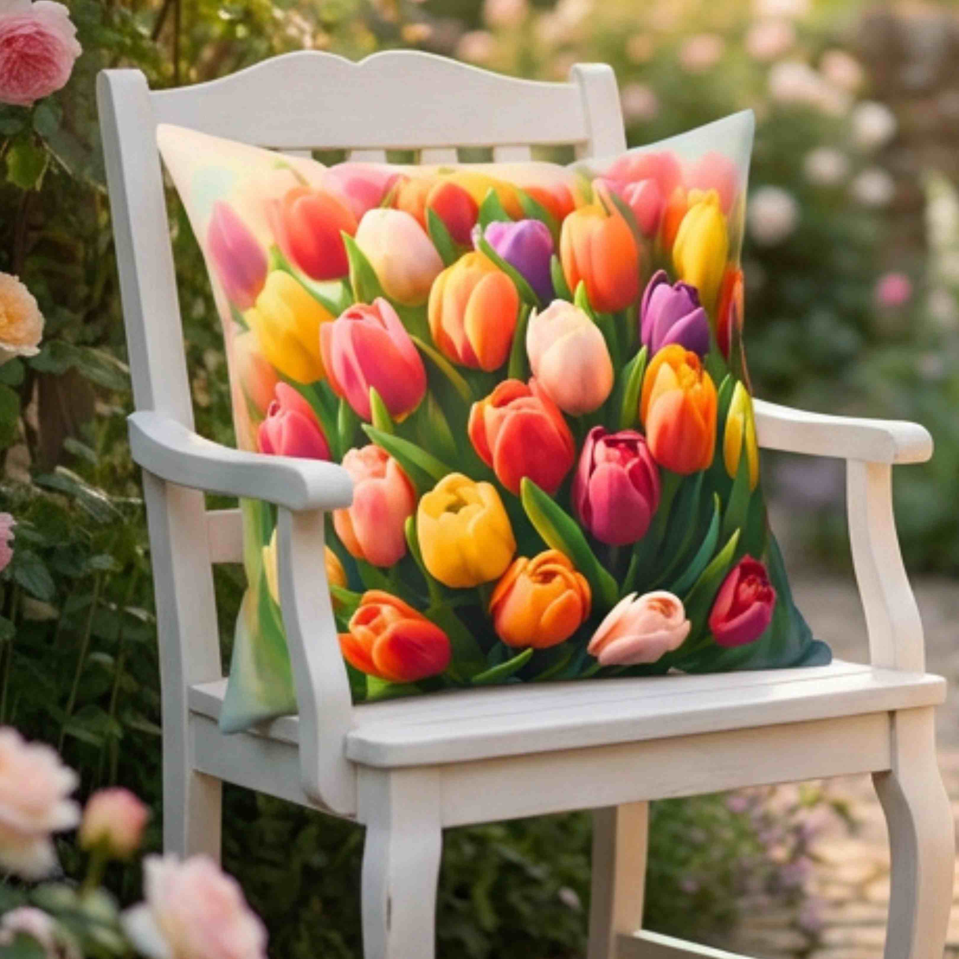 Blooming Tulip Decorative Pillow - Cozy Home Accent for Spring Decor, Unique Gift for Mother's Day, Floral Cushion, Indoor Decoration product thumbnail image