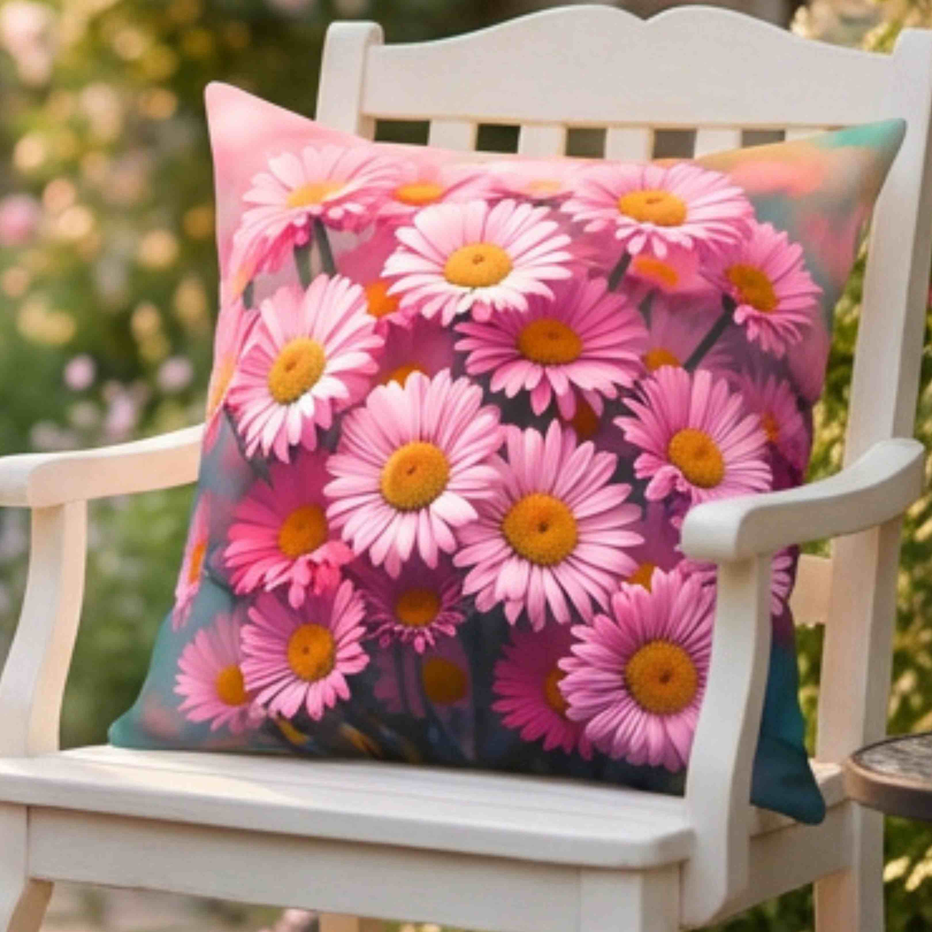 Blush Pink Daisy Floral Pillow – Soft Feminine Cushion Cover for Living Room or Bed, Garden-Inspired Home Accent, Gift for Her, Romantic Bedroom Decor. product thumbnail image