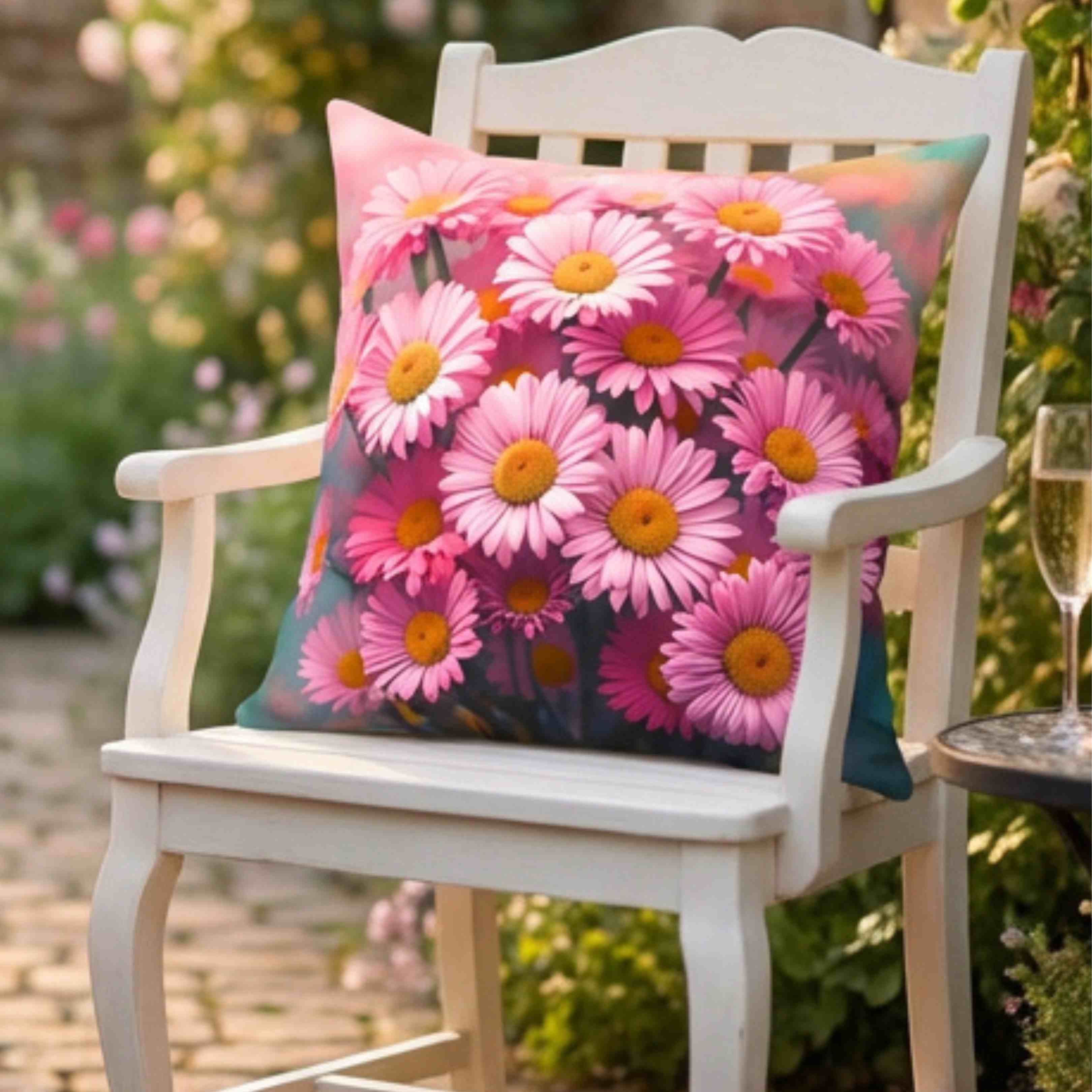 Blush Pink Daisy Floral Pillow – Soft Feminine Cushion Cover for Living Room or Bed, Garden-Inspired Home Accent, Gift for Her, Romantic Bedroom Decor. product thumbnail image