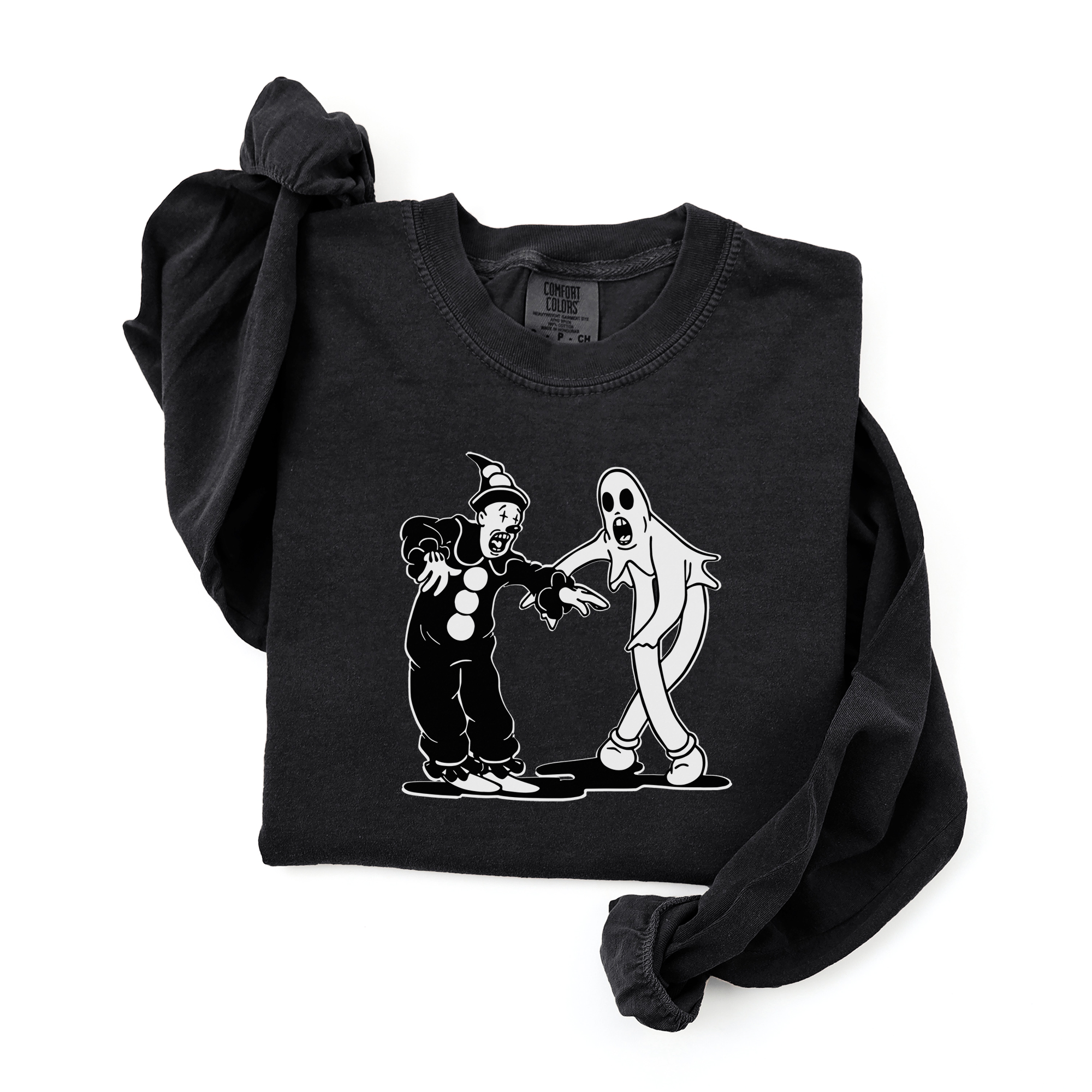 Retro Koko the Clown &amp; Dancing Ghost Unisex Long Sleeve T-Shirt product thumbnail image