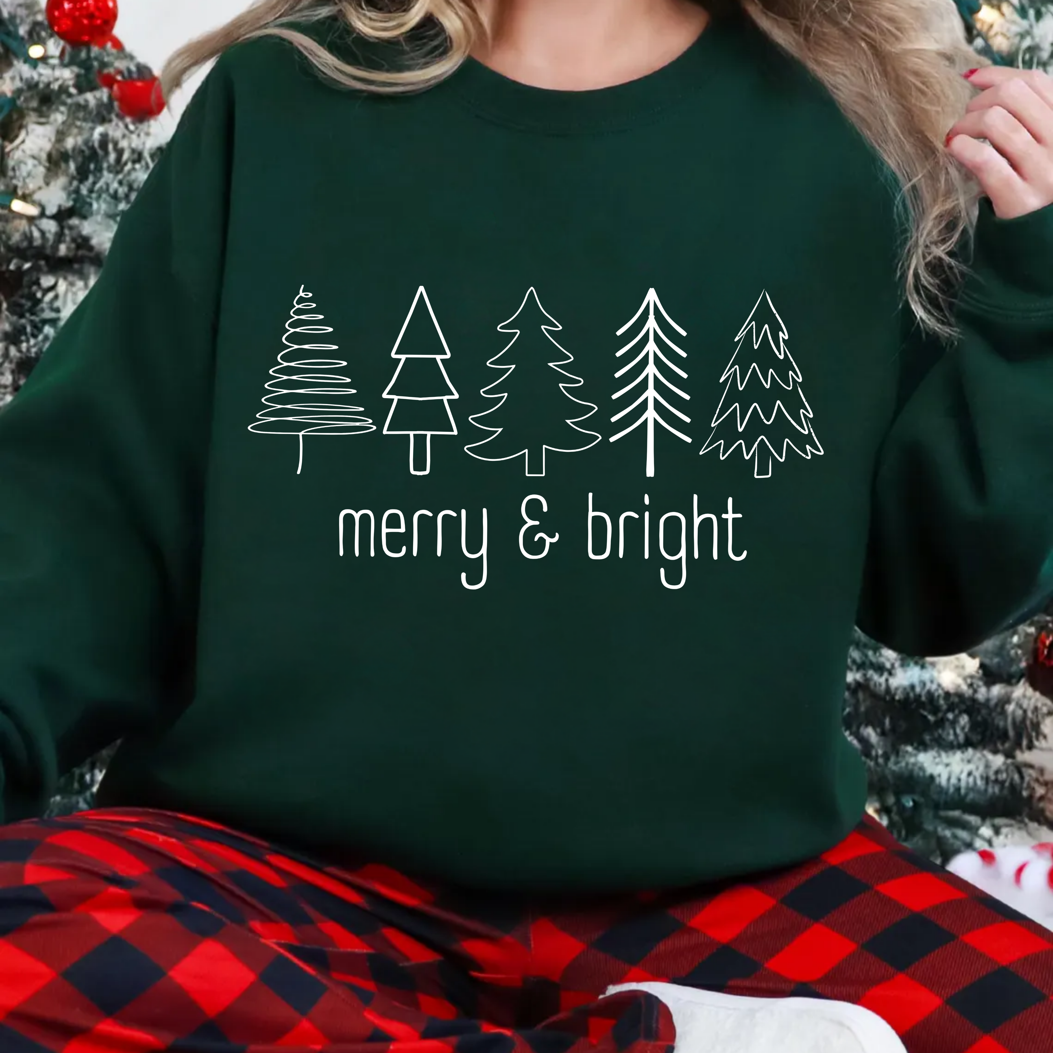 Merry & Bright Christmas Tree Crewneck Sweatshirt Merry & Bright Christmas Tree Crewneck Sweatshirt