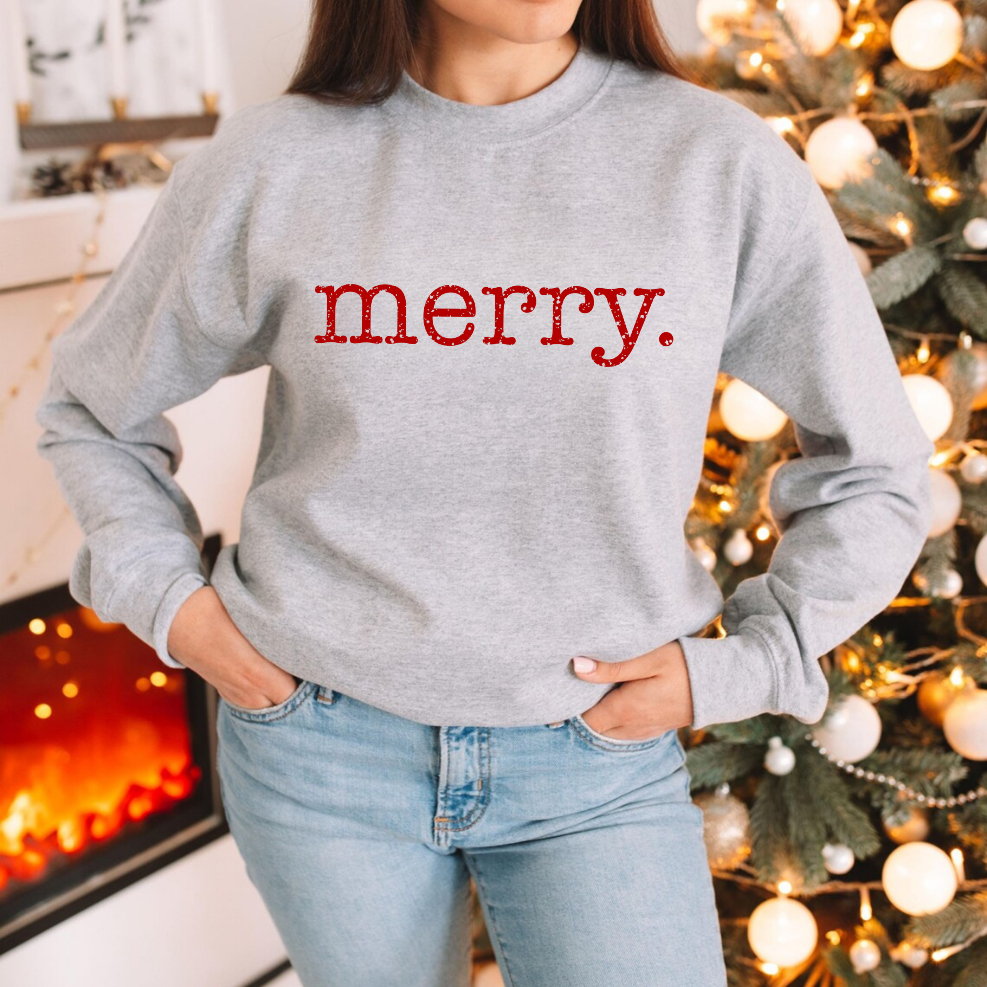 Merry. - Cute & Minimal Holiday Crewneck Sweatshirt Merry. - Cute & Minimal Holiday Crewneck Sweatshirt