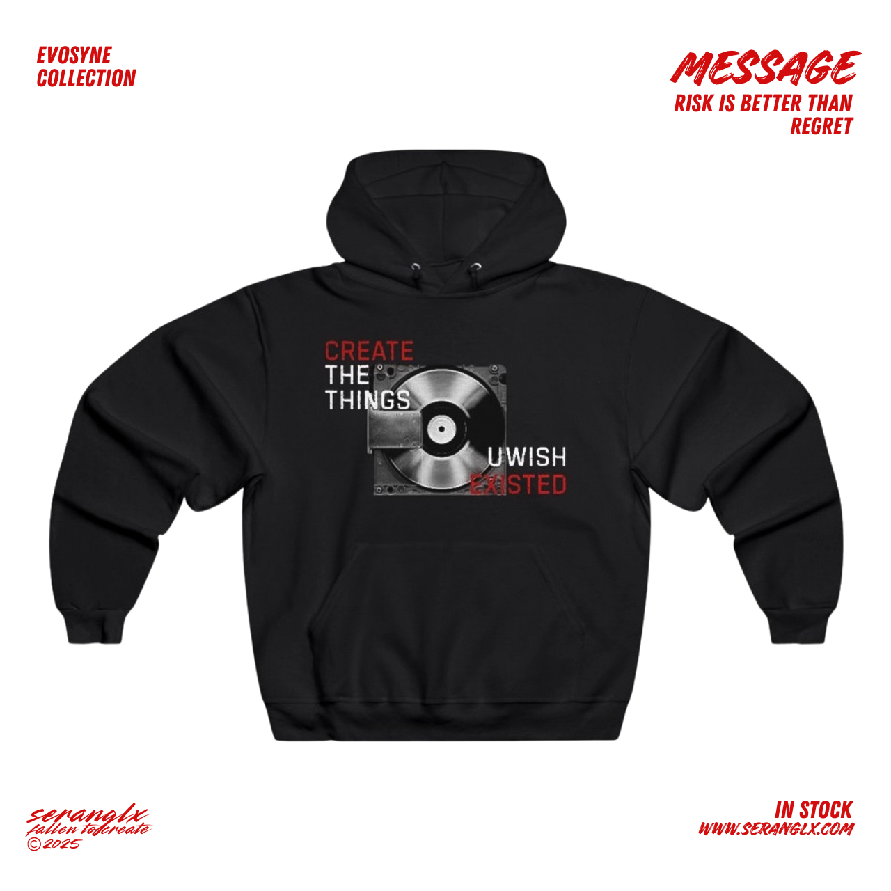 Create the Things You Wish Existed Hoodie | Vinyl Record Graphic - Streetwear Hoodie Black Unisex 