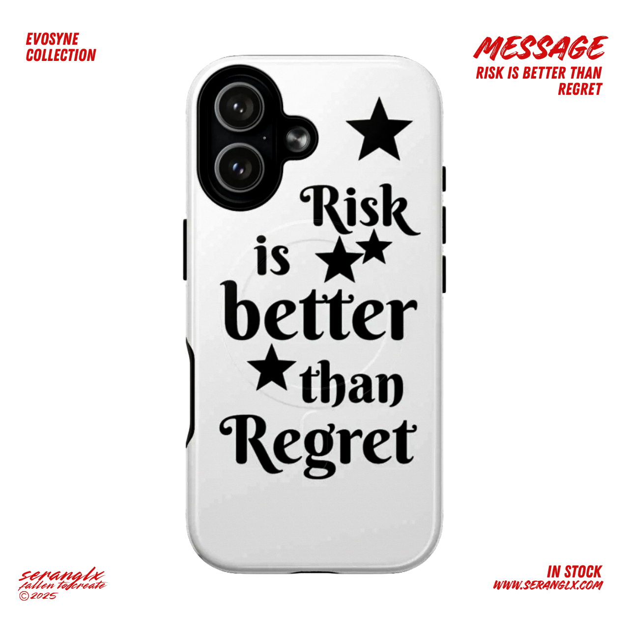 Inspirational IPhone 16/17 Case White | "Risk is better than regret" | Inspirational Phone Case | Tough Magnetic Case product thumbnail image