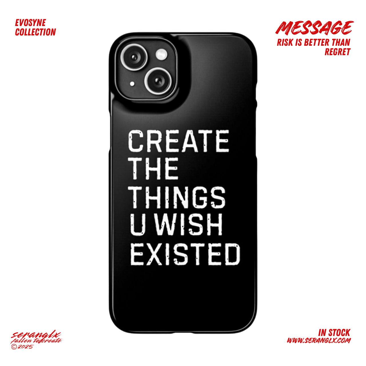 Motivational IPhone 15-17 Case Black | "Create the things u wish existed" | Inspirational Phone Case | Tough Magnetic Case product thumbnail image